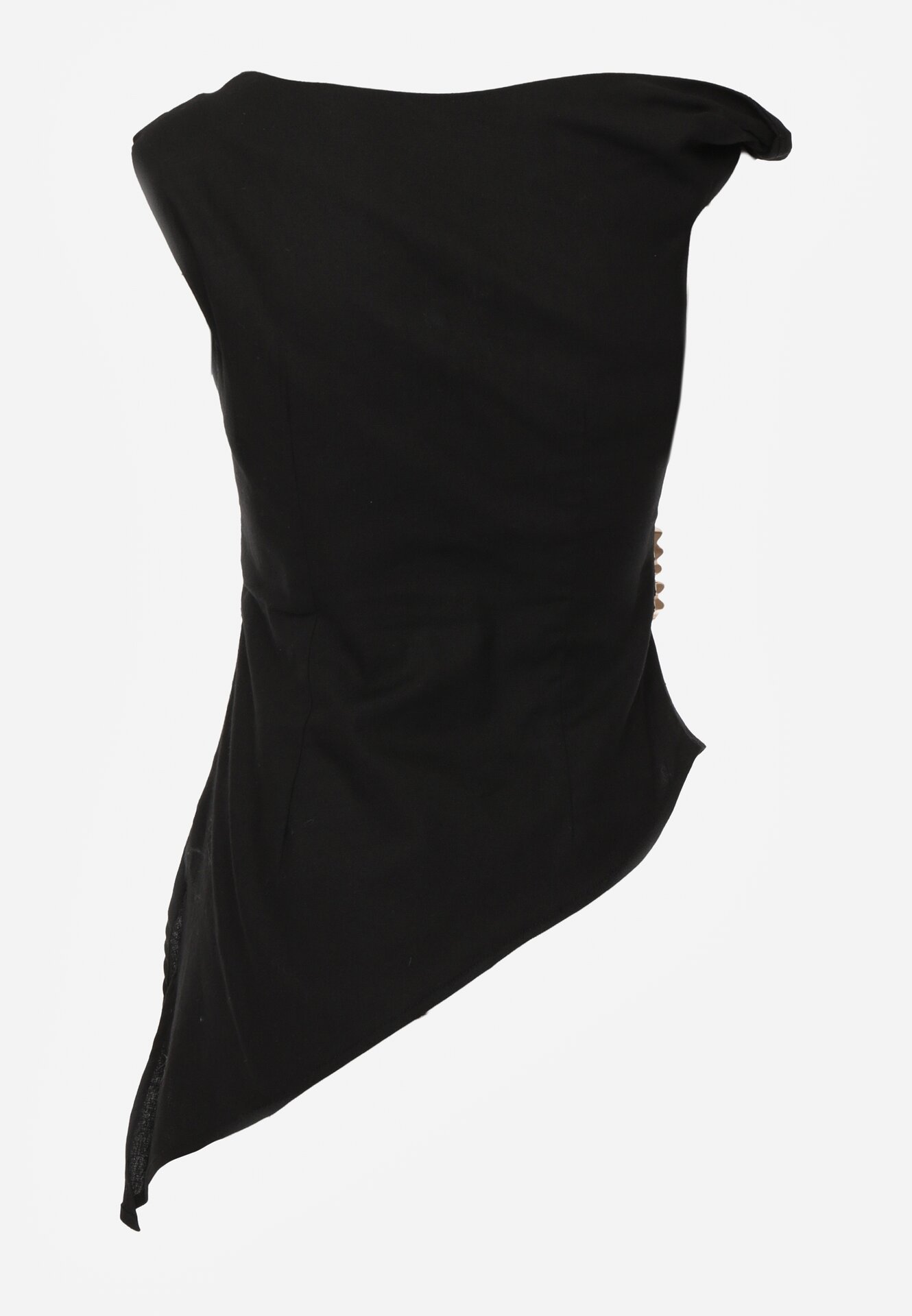 Czarna Bawełniana Bluzka o Asymetrycznym Marszczonym Kroju z Aplikacją Omphasia