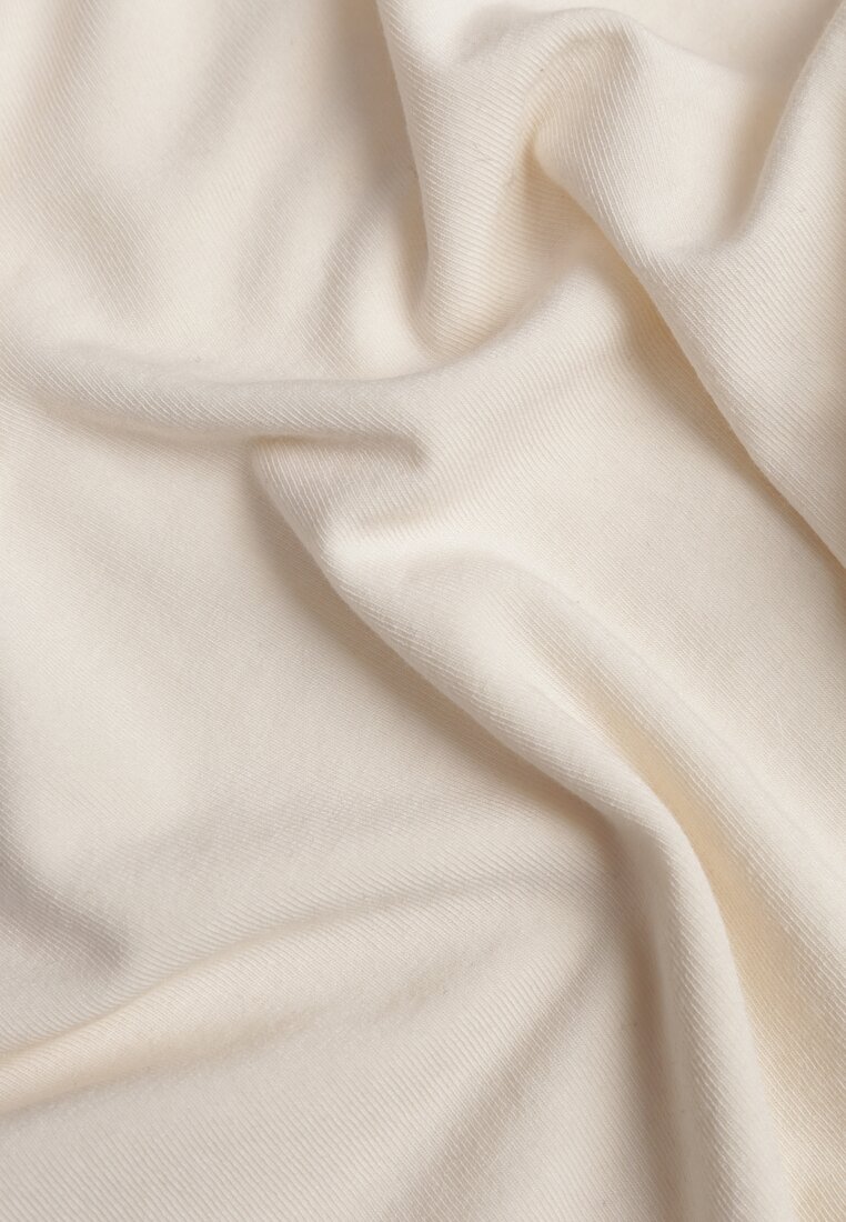 Beżowa Bluzka z Bawełną i Wiskozą  Ozdobiona Marszczeniem Alexareo