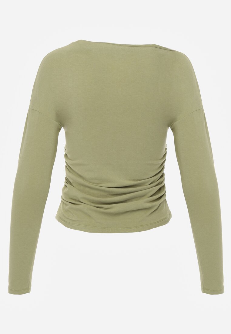 Zielona Bluzka z Bawełną i Wiskozą  Ozdobiona Marszczeniem Alexareo
