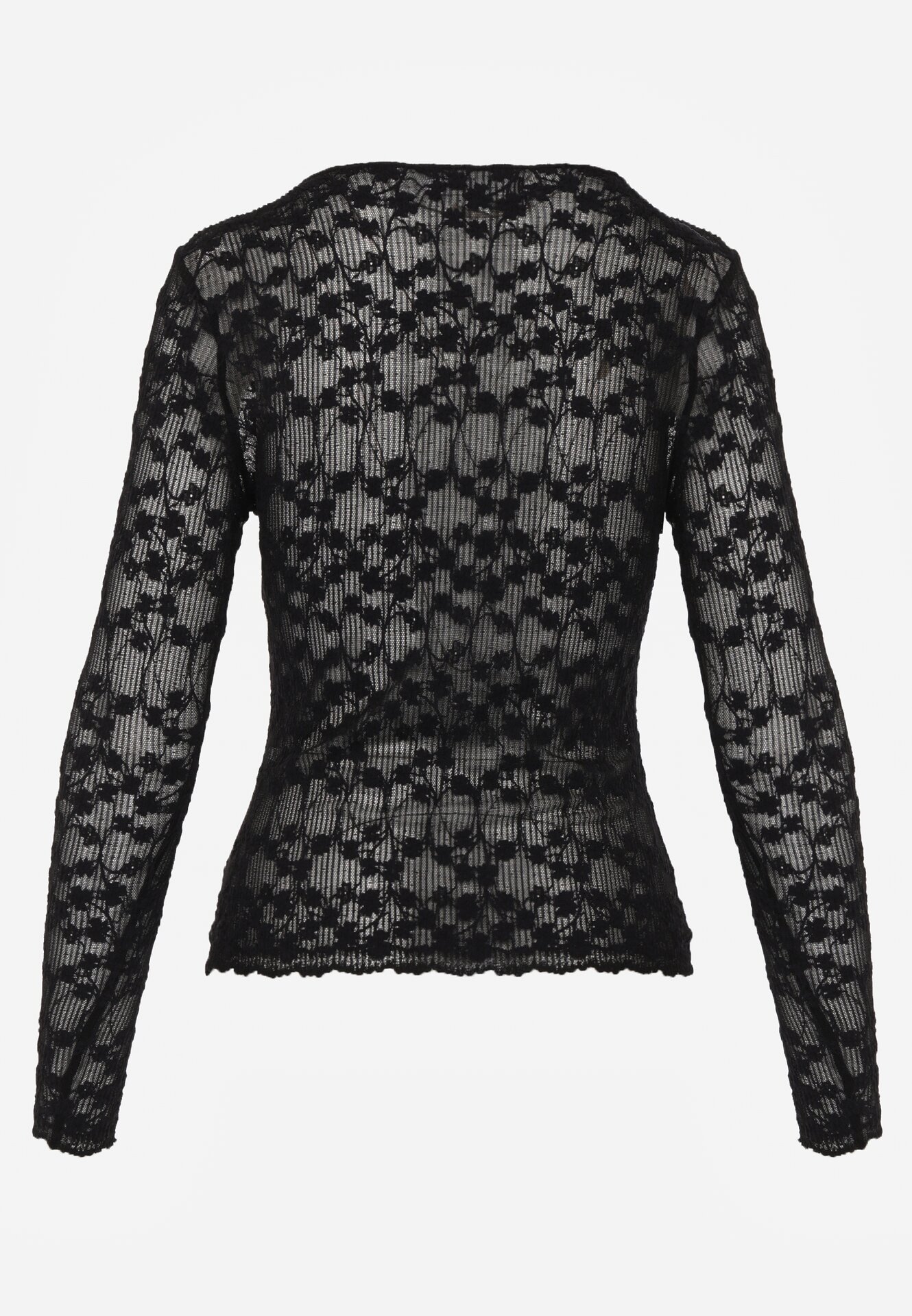 Czarna Bluzka Koronkowa z Transparentnego Materiału Hermatea