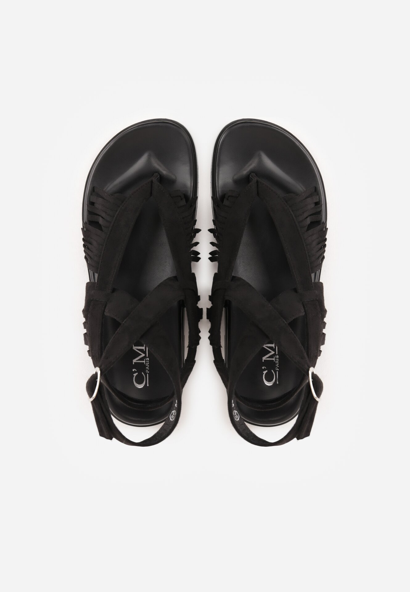 Czarne Sandały w Stylu Rzymianek z Frędzlami Lysoph