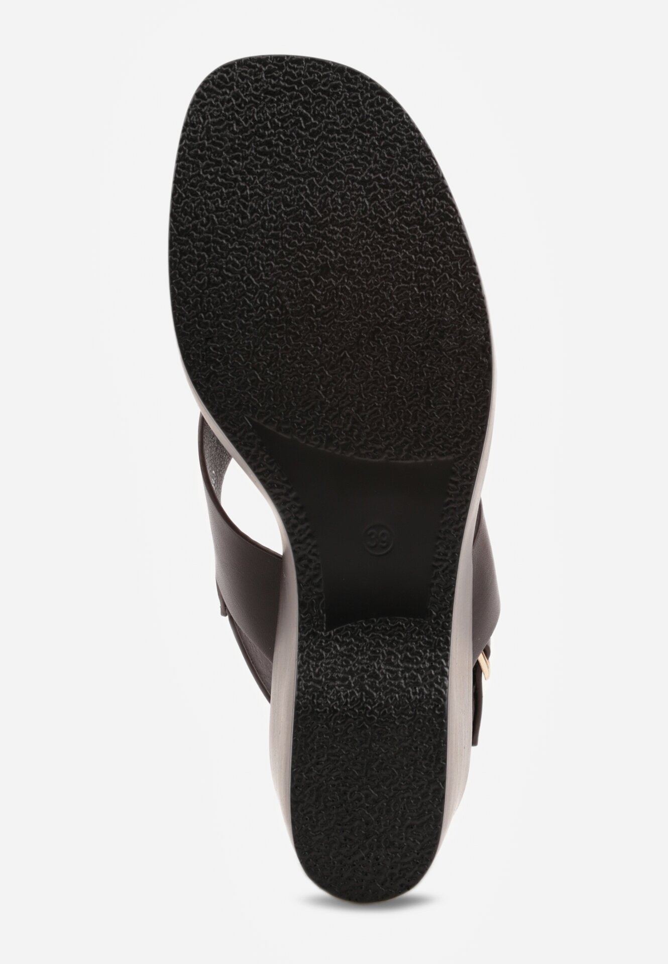 Brązowe Sandały na Koturnie i Platformie Ozdobione Dwoma Paskami Daphnone