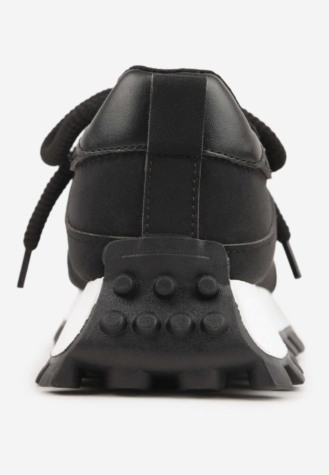 Czarne Sneakersy na Grubej Tłoczonej Podeszwie Zerda