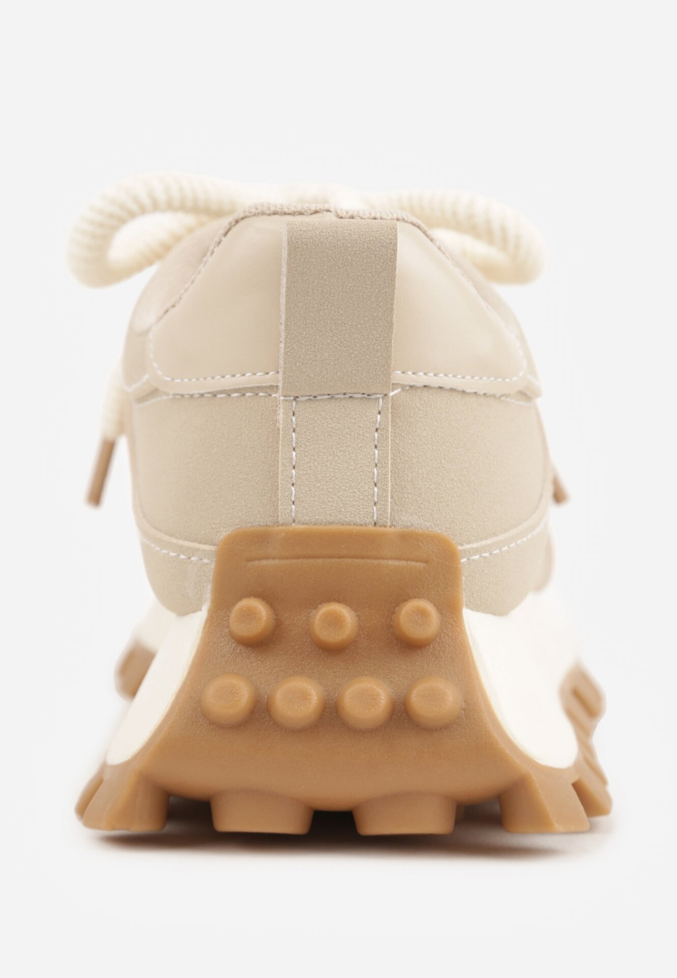 Beżowe Sneakersy na Grubej Tłoczonej Podeszwie Zerda