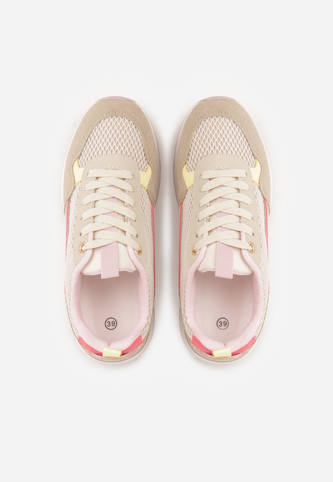 Ciemnobeżowe Sneakersy z Siateczką i Antypoślizgową Podeszwą Katala