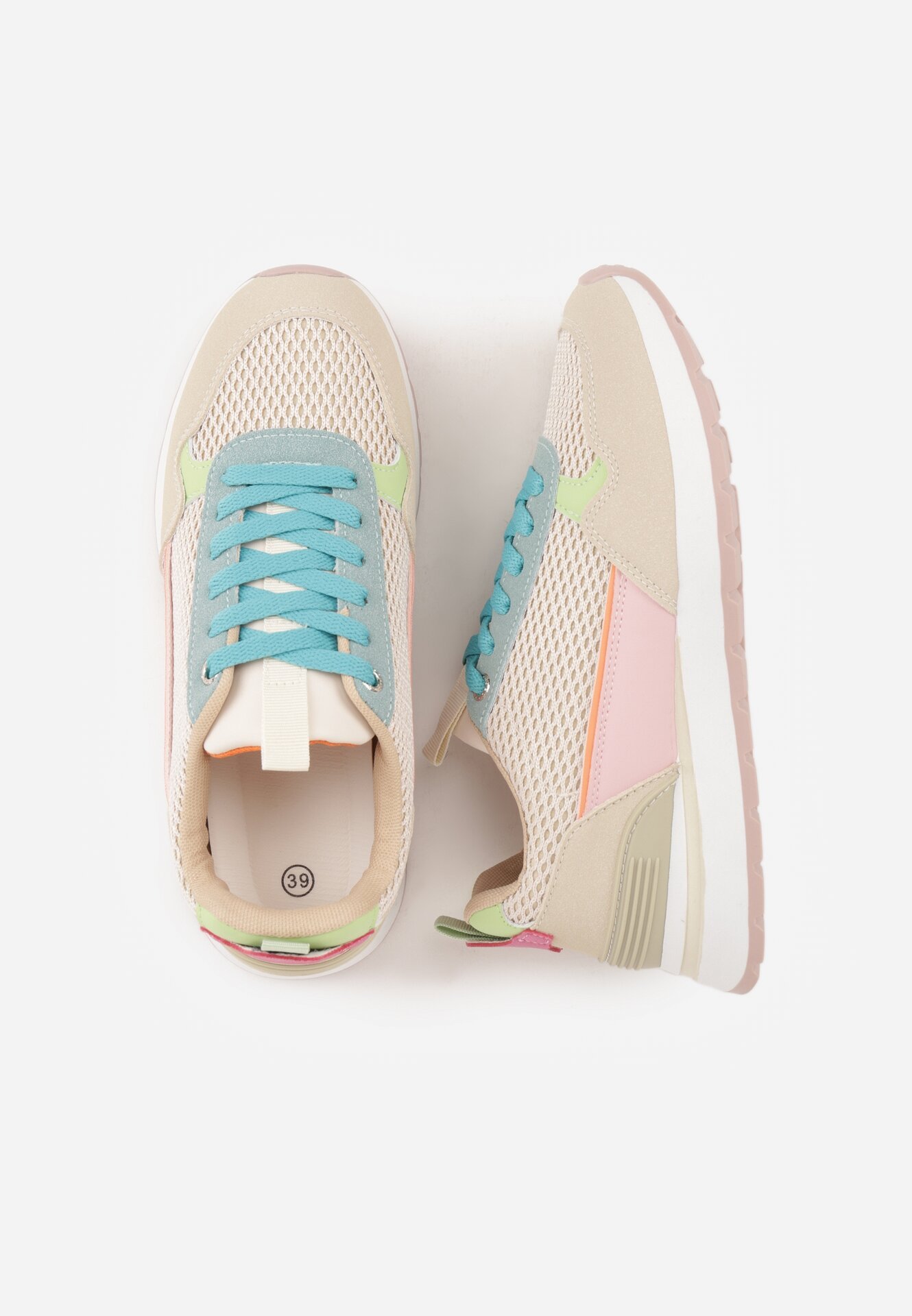 Beżowe Sneakersy z Siateczką i Antypoślizgową Podeszwą Katala