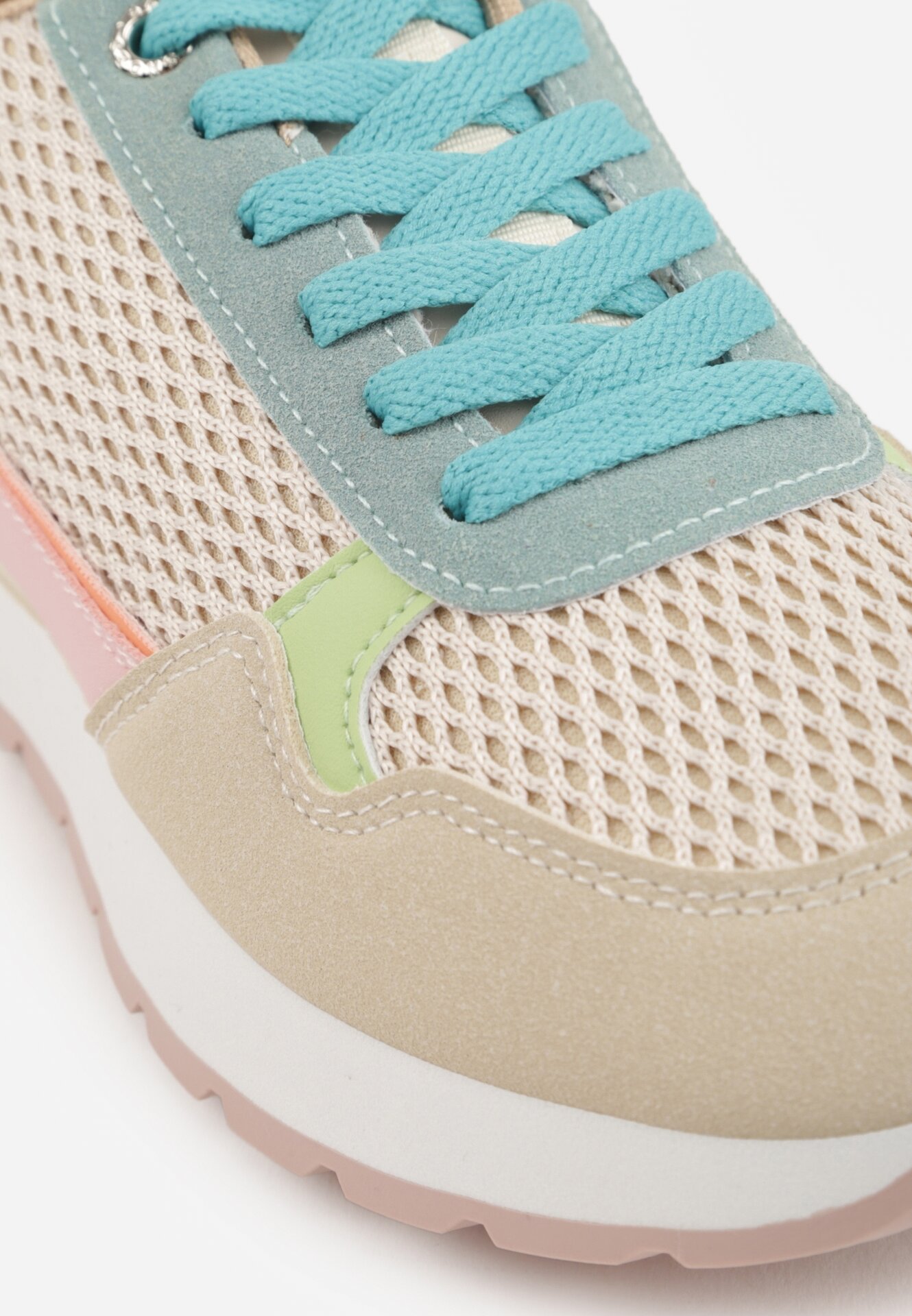 Beżowe Sneakersy z Siateczką i Antypoślizgową Podeszwą Katala