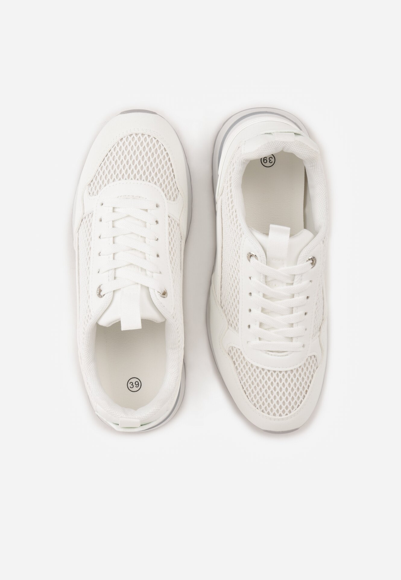 Białe Sneakersy z Siateczką i Antypoślizgową Podeszwą Katala