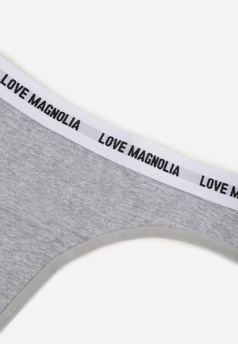 Szare Majtki Typu Stringi z Bawełną i Napisami Veza