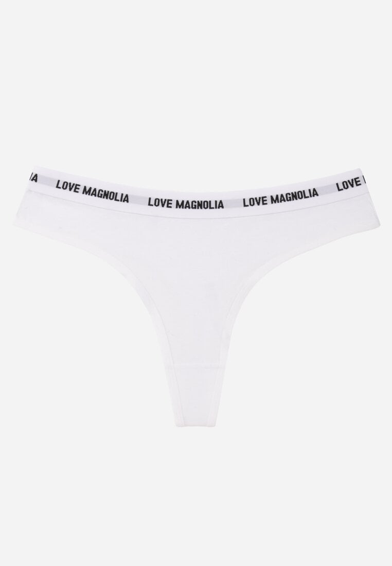 Białe Majtki Typu Stringi z Bawełną i Napisami Veza