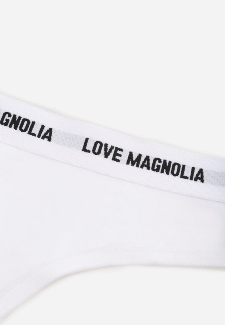 Białe Majtki Typu Stringi z Bawełną i Napisami Veza