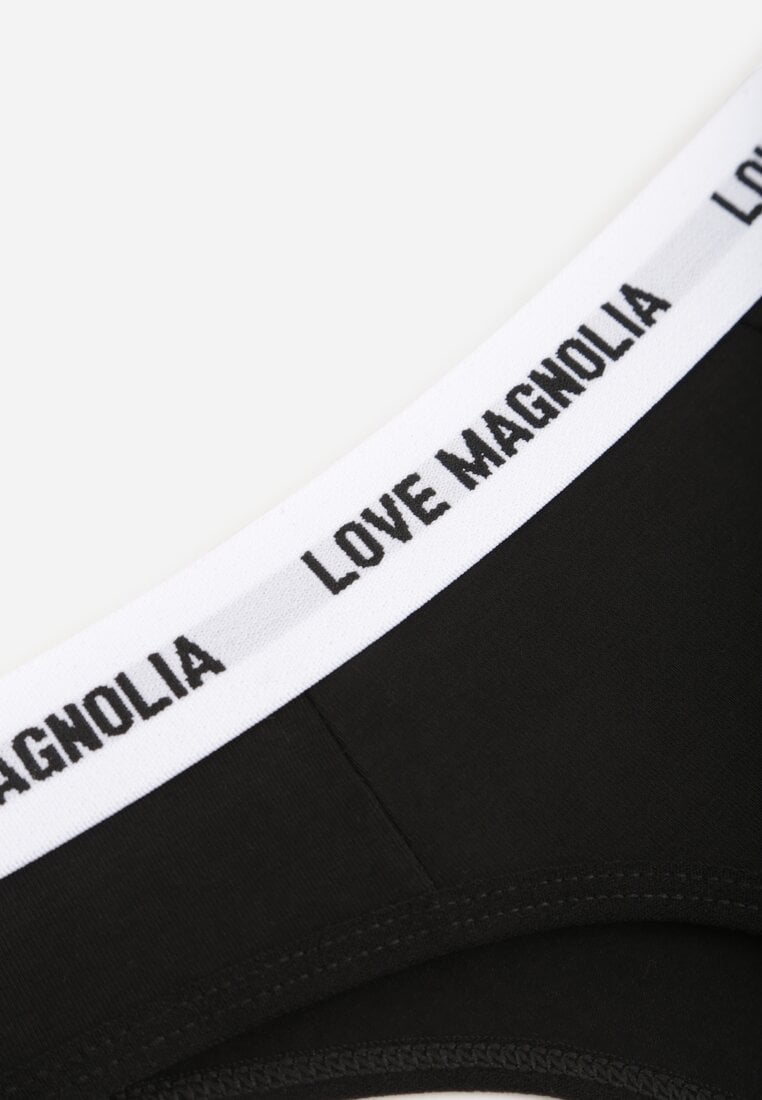 Czarne Majtki Typu Stringi z Bawełną i Napisami Veza