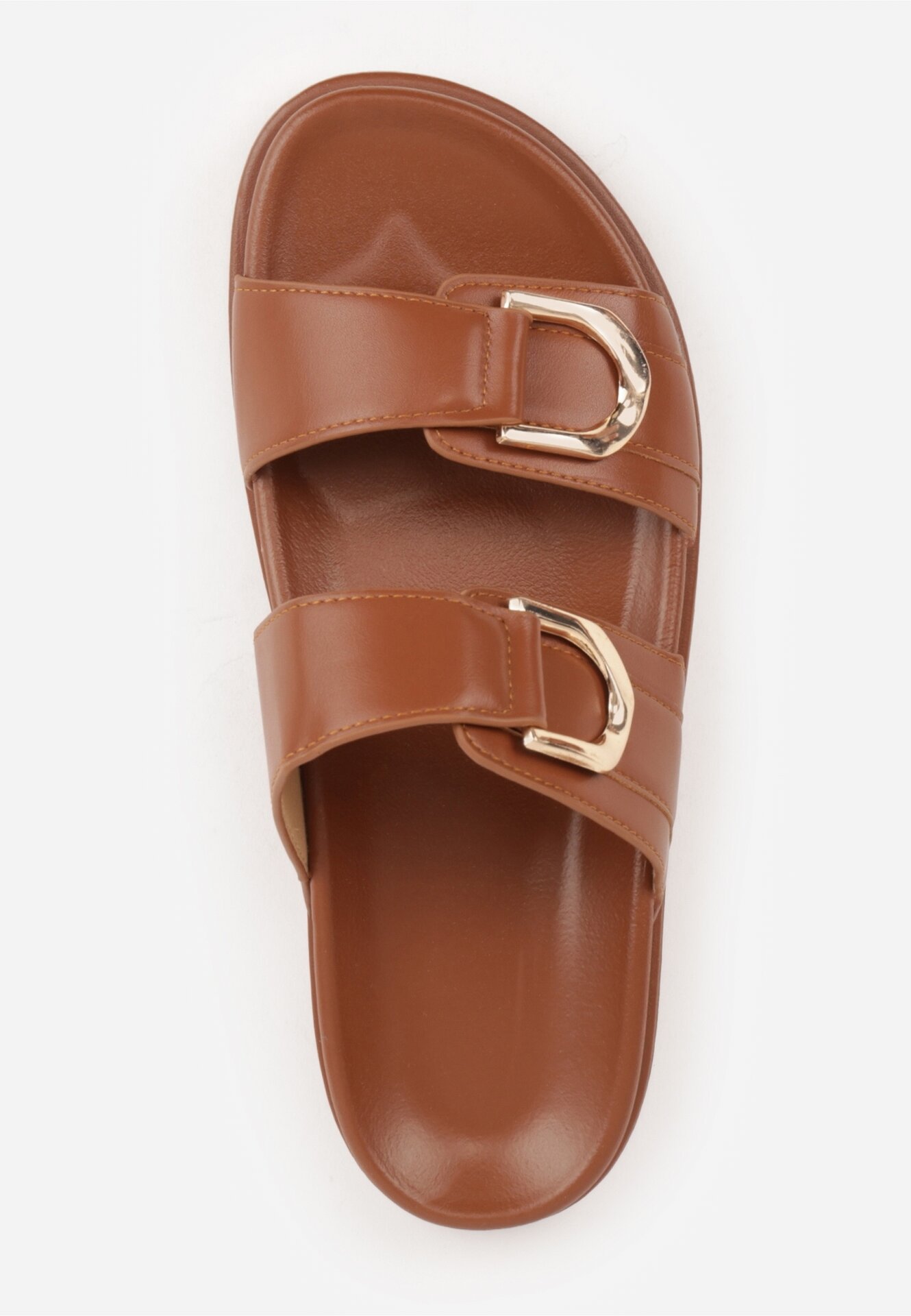Brązowe Klapki Ozdobione Dwoma Klamrami Sthosaildy