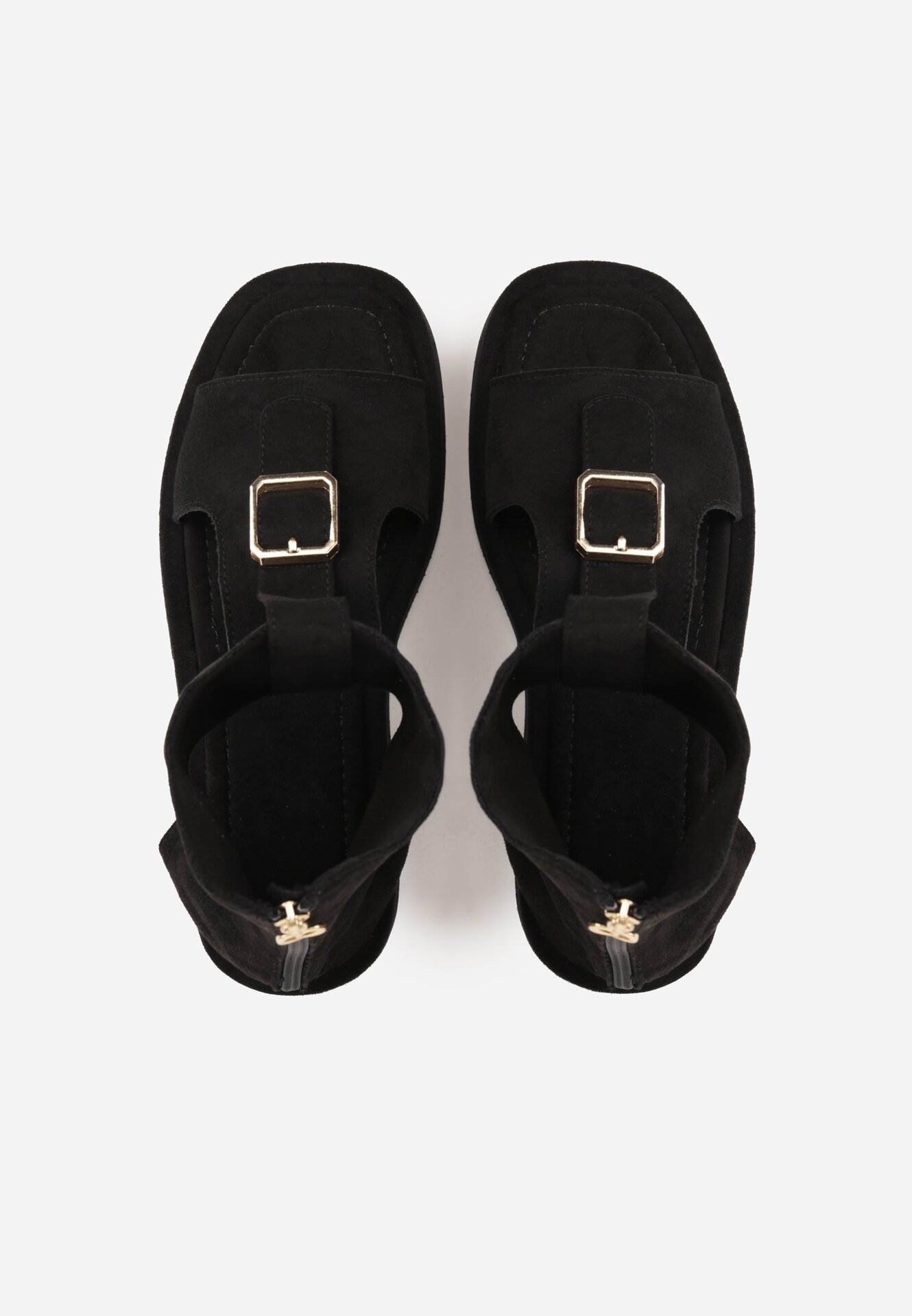 Czarne Sandały w Stylu Botków z Ozdobną Klamrą Theaneasi