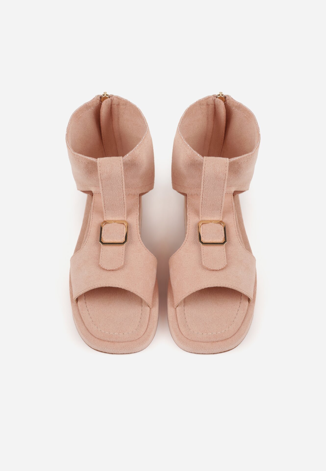 Różowe Sandały w Stylu Botków z Ozdobną Klamrą Theaneasi