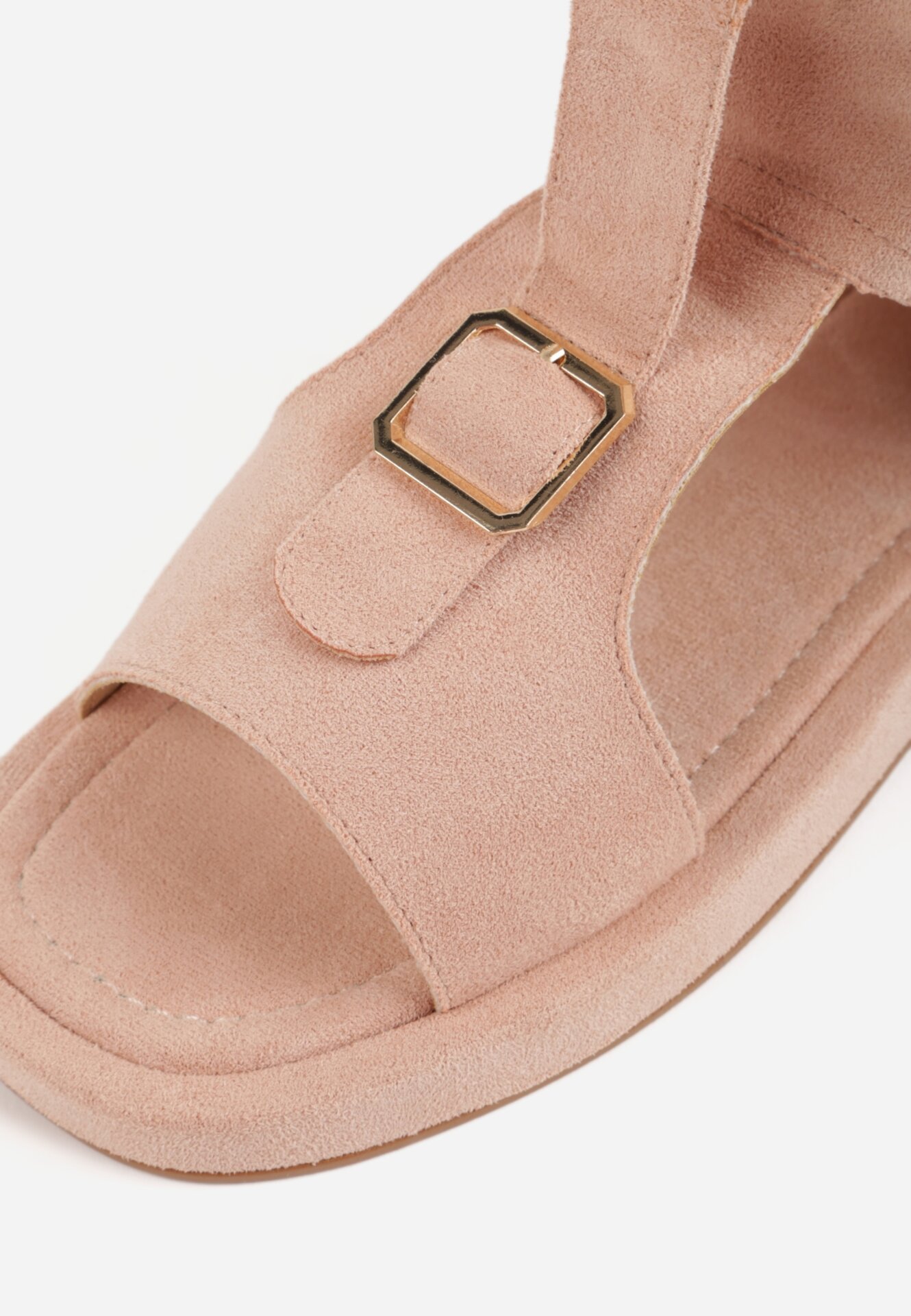 Różowe Sandały w Stylu Botków z Ozdobną Klamrą Theaneasi