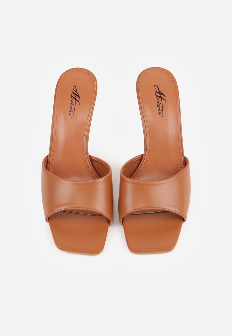 Brązowe Klapki na Szpilce z Kwadratowym Noskiem Mellota