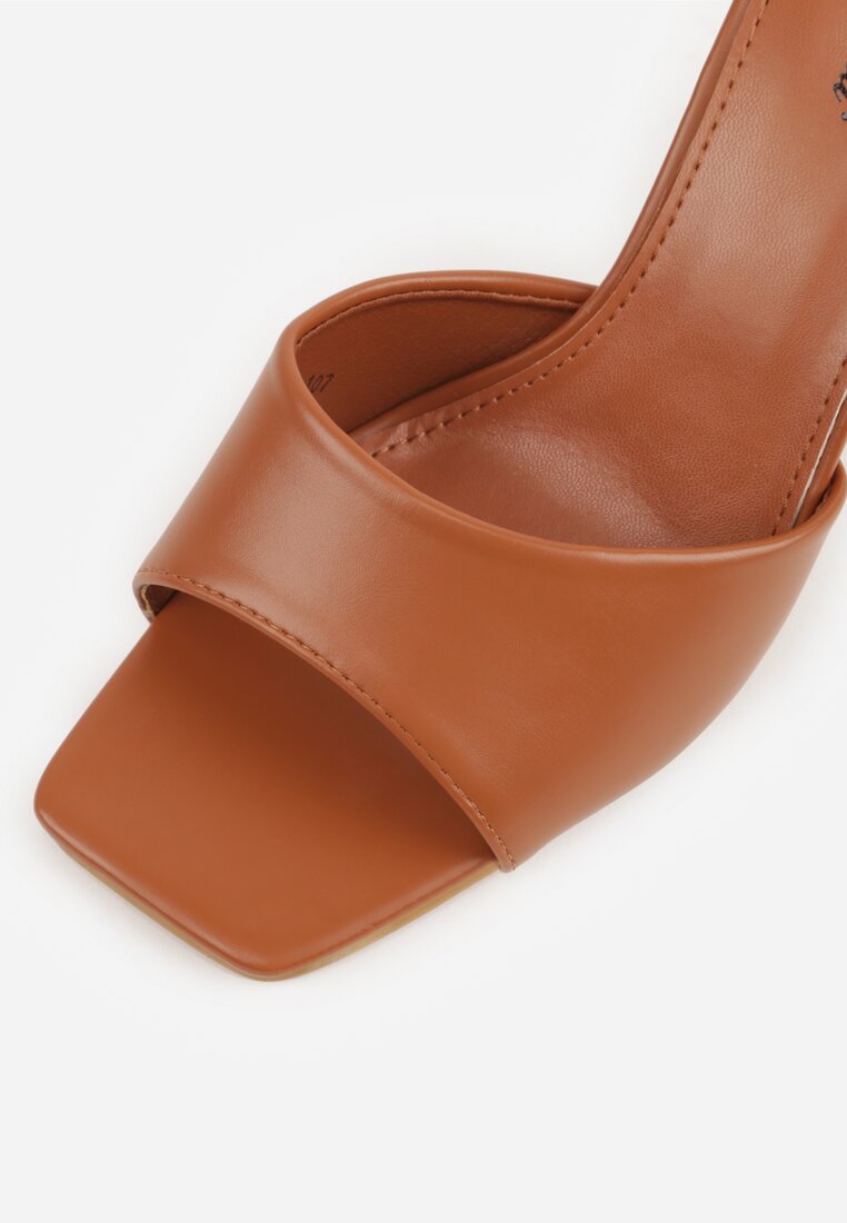 Brązowe Klapki na Szpilce z Kwadratowym Noskiem Mellota