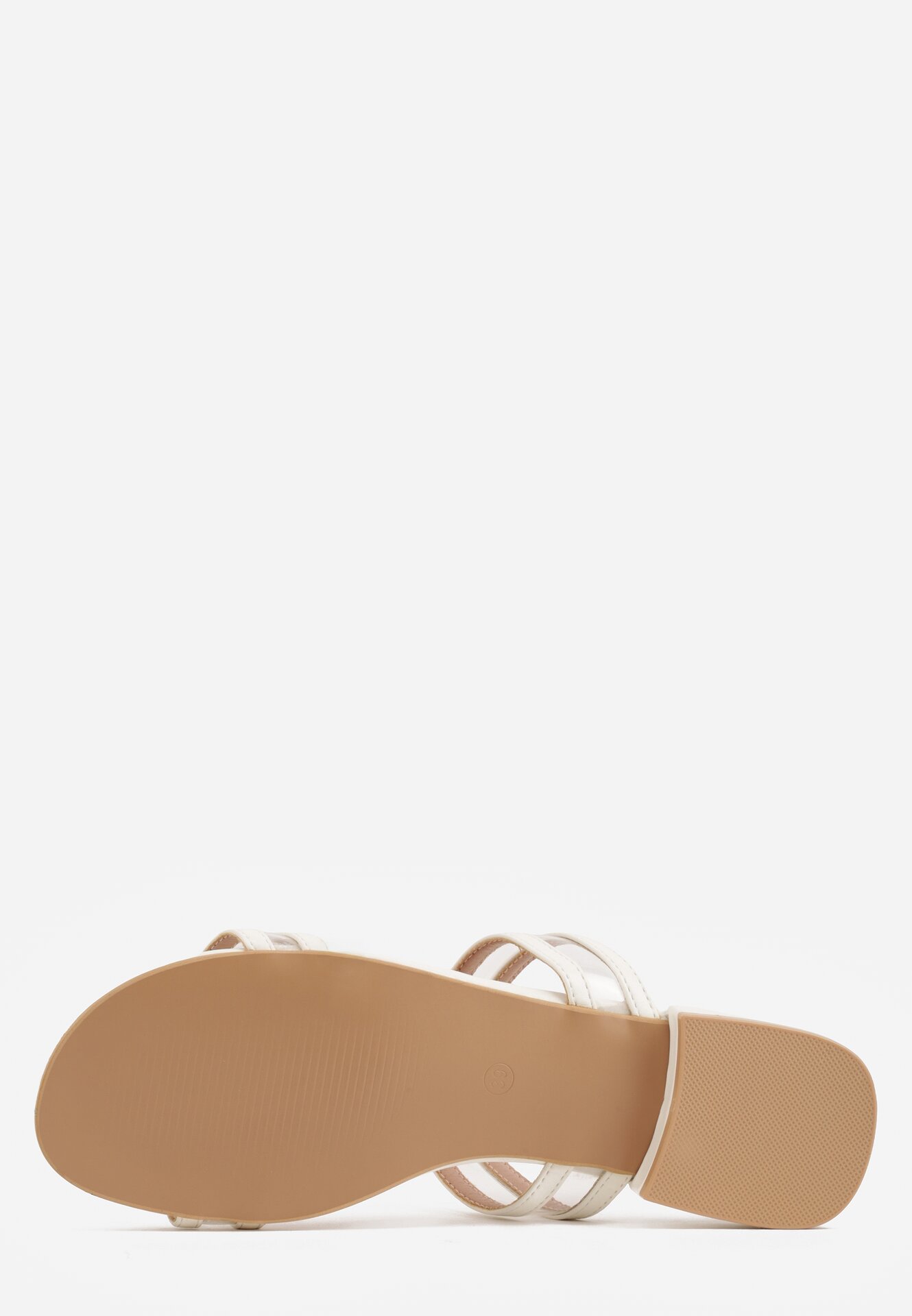 Białe Klapki z Geometrycznymi Paskami Adriameda