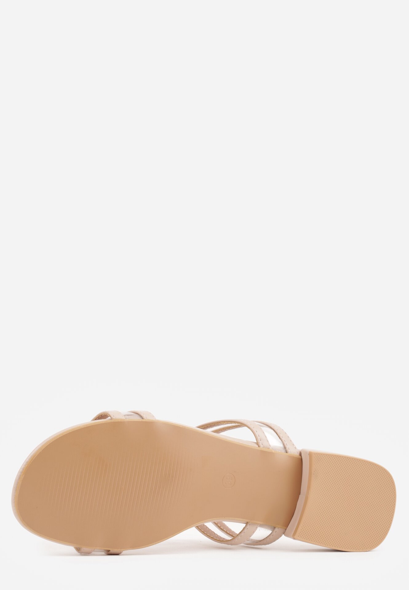 Beżowe Klapki z Geometrycznymi Paskami Adriameda