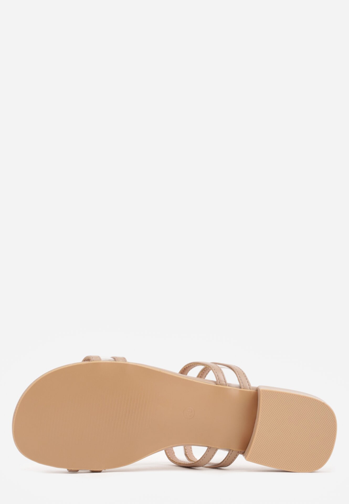 Ciemnobeżowe Klapki z Geometrycznymi Paskami Adriameda