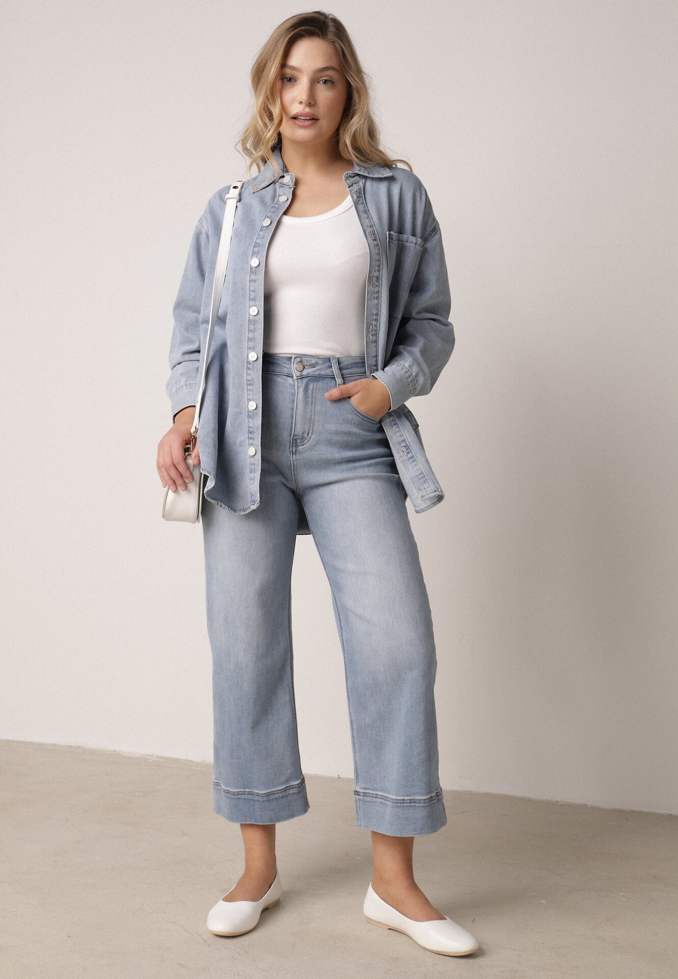 Niebieskie Jeansy Kuloty z Bawełną o Szerokim Kroju z Wysokim Stanem z Przeszyciami Hippesilea