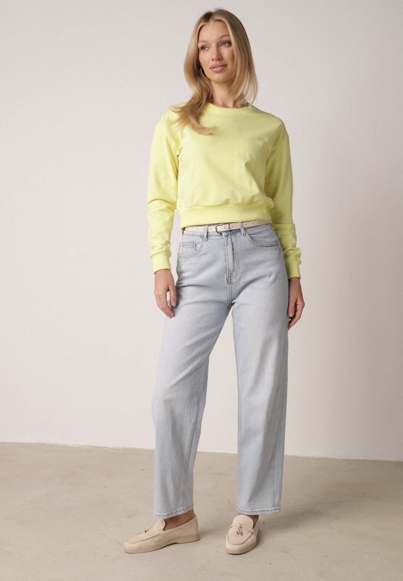 Jasnozielona Bluza z Dodatkiem Bawełny Wykończona Ściągaczami Evilaya