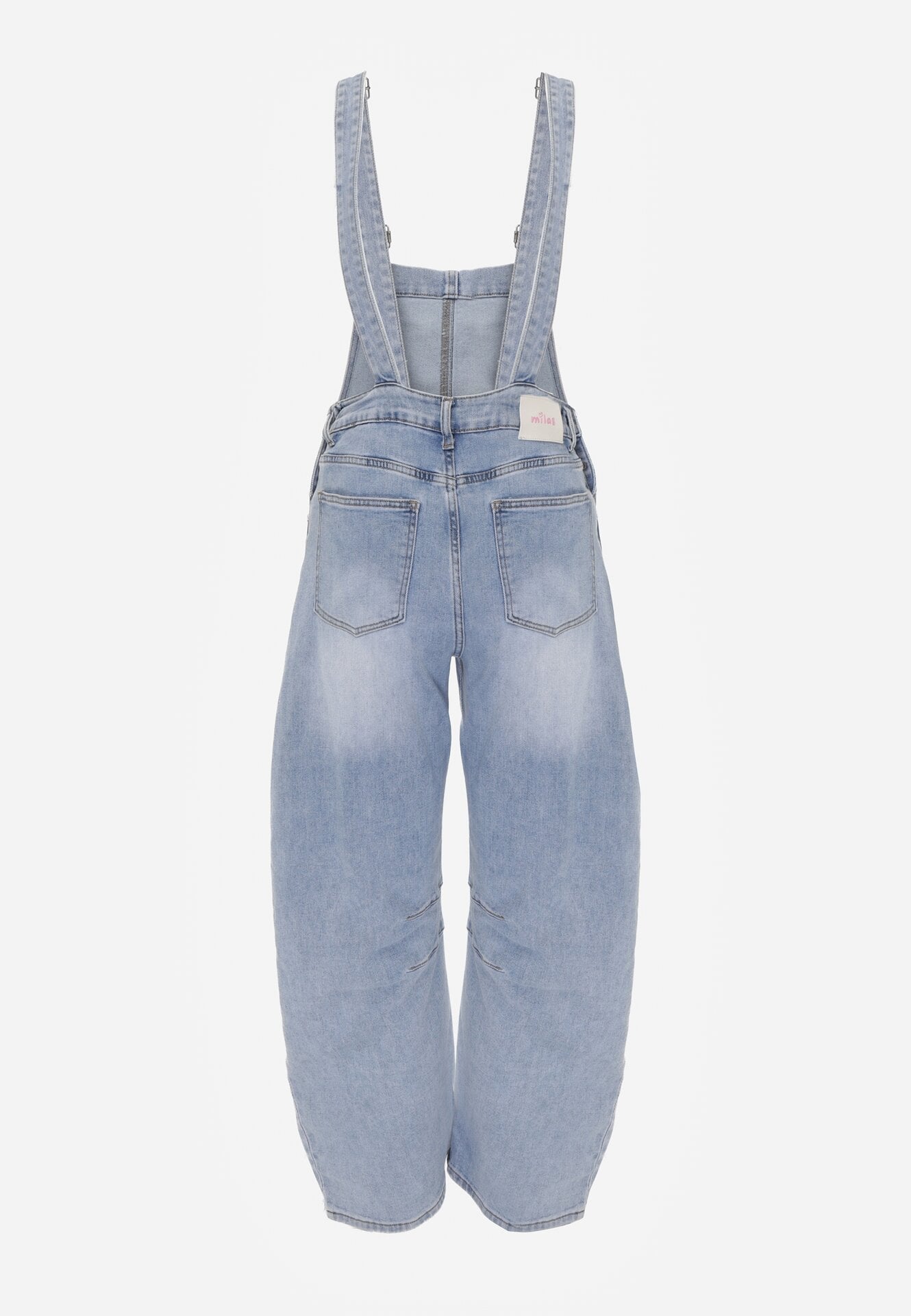 Niebieskie Jeansy Ogrodniczki z Bawełną o Kroju Balloon Rivaras