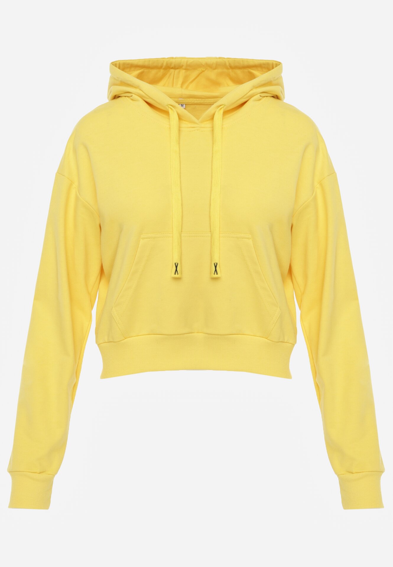 Żółta Bluza z Dodatkiem Bawełny z Kapturem Wykończona Ściągaczami Evista