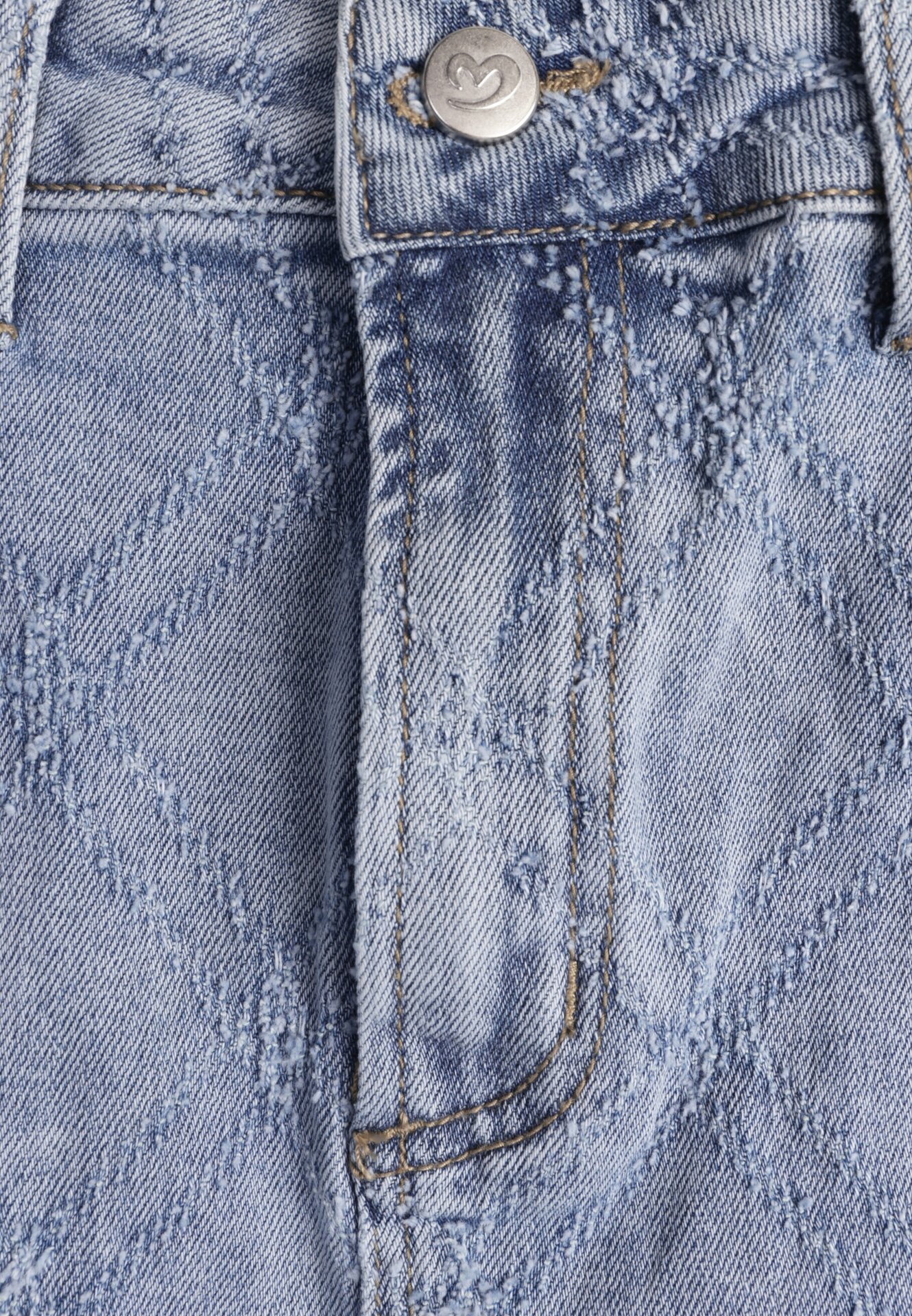 Niebieska Bawełniana Spódnica Jeansowa w Romby z Rozcięciem z Przodu Arissbeth