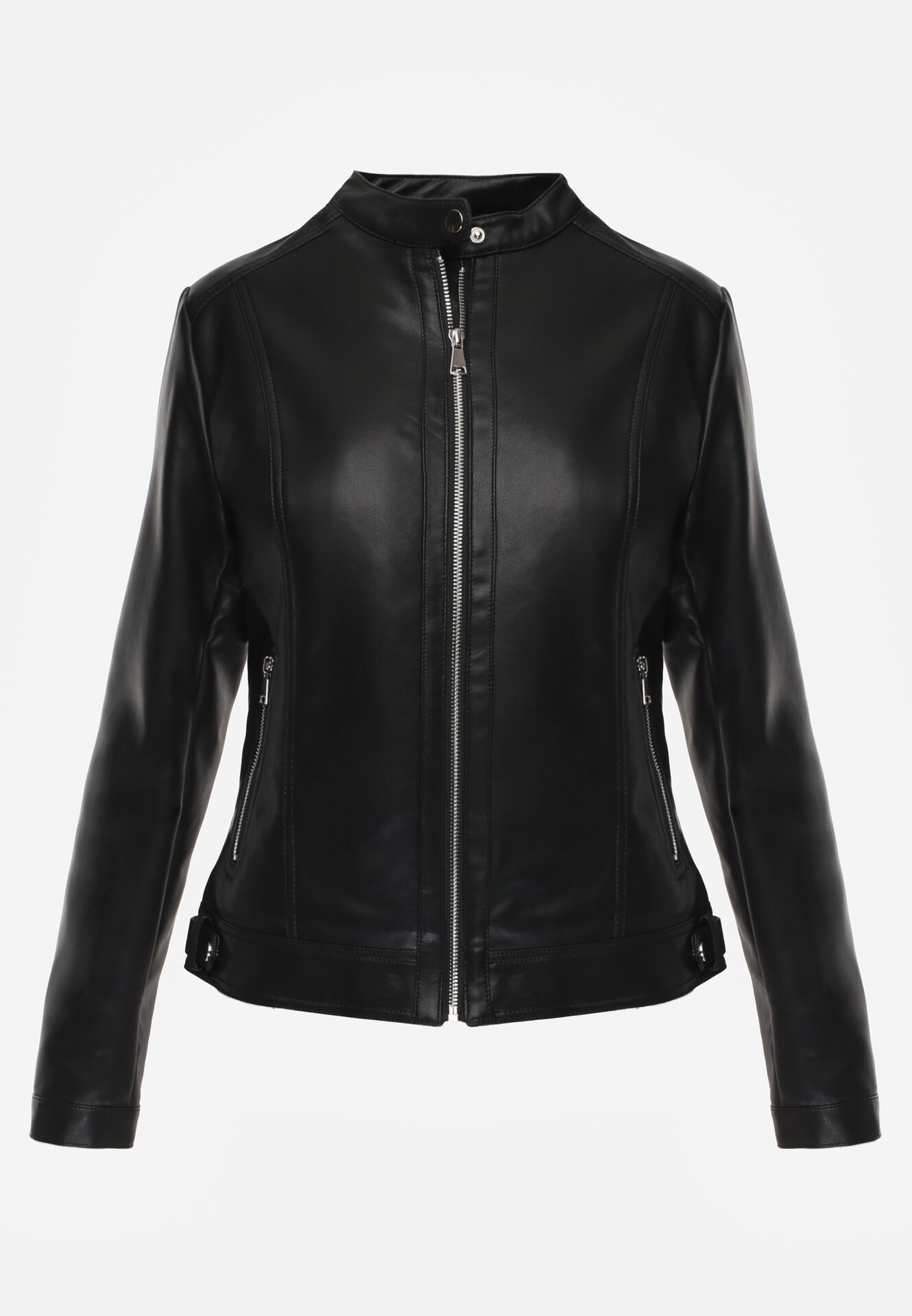 Czarna Klasyczna Kurtka Ramoneska o Taliowantym Kroju Anlea