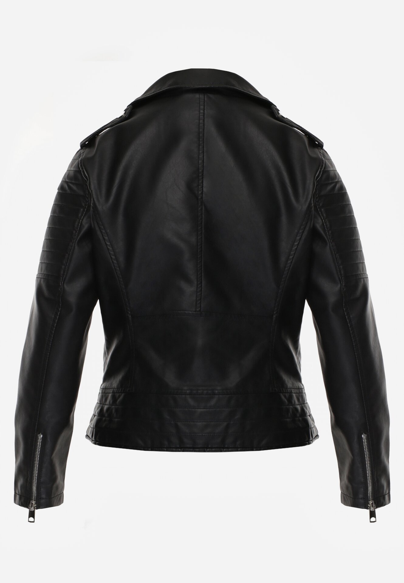 Czarna Klasyczna Kurtka Ramoneska w Motocyklowym Stylu Kelmi