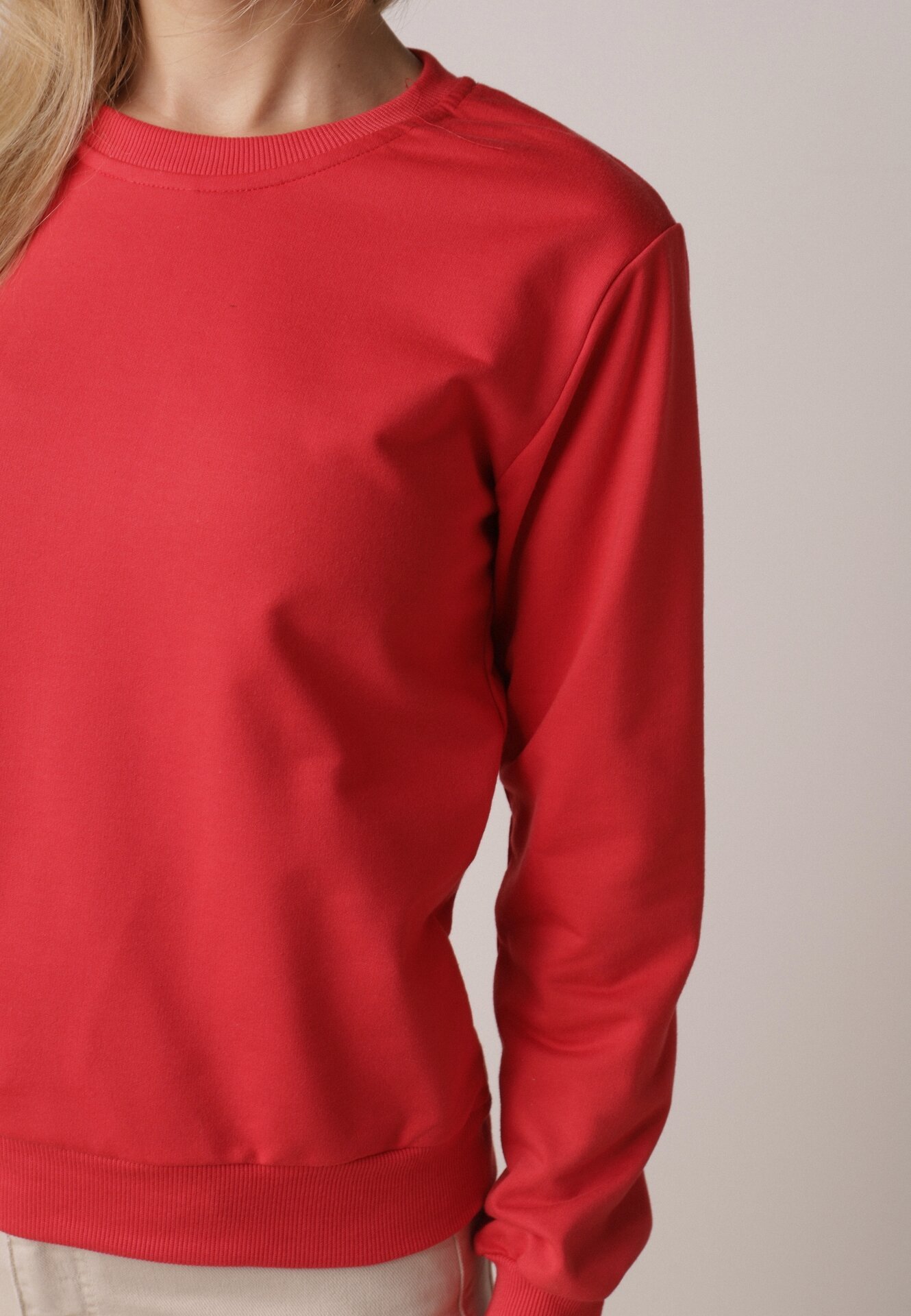 Czerwona Bluza z Bawełną Ozdobiona Ściągaczami Hilani