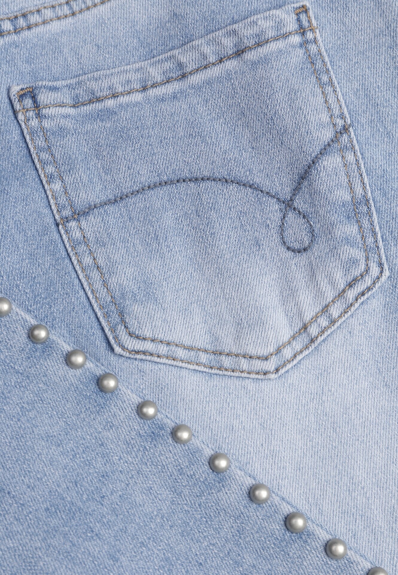 Niebieskie Szerokie Jeansy Wysoki Stan z Bawełną Ozdobione Nitami Basithoe