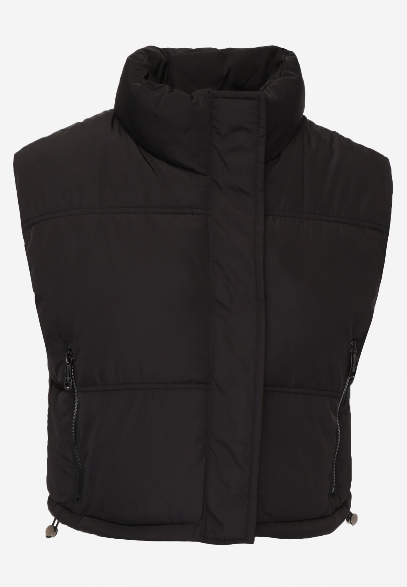 Czarna Krótka Kamizelka Pikowana Typu Puffer Niraemius