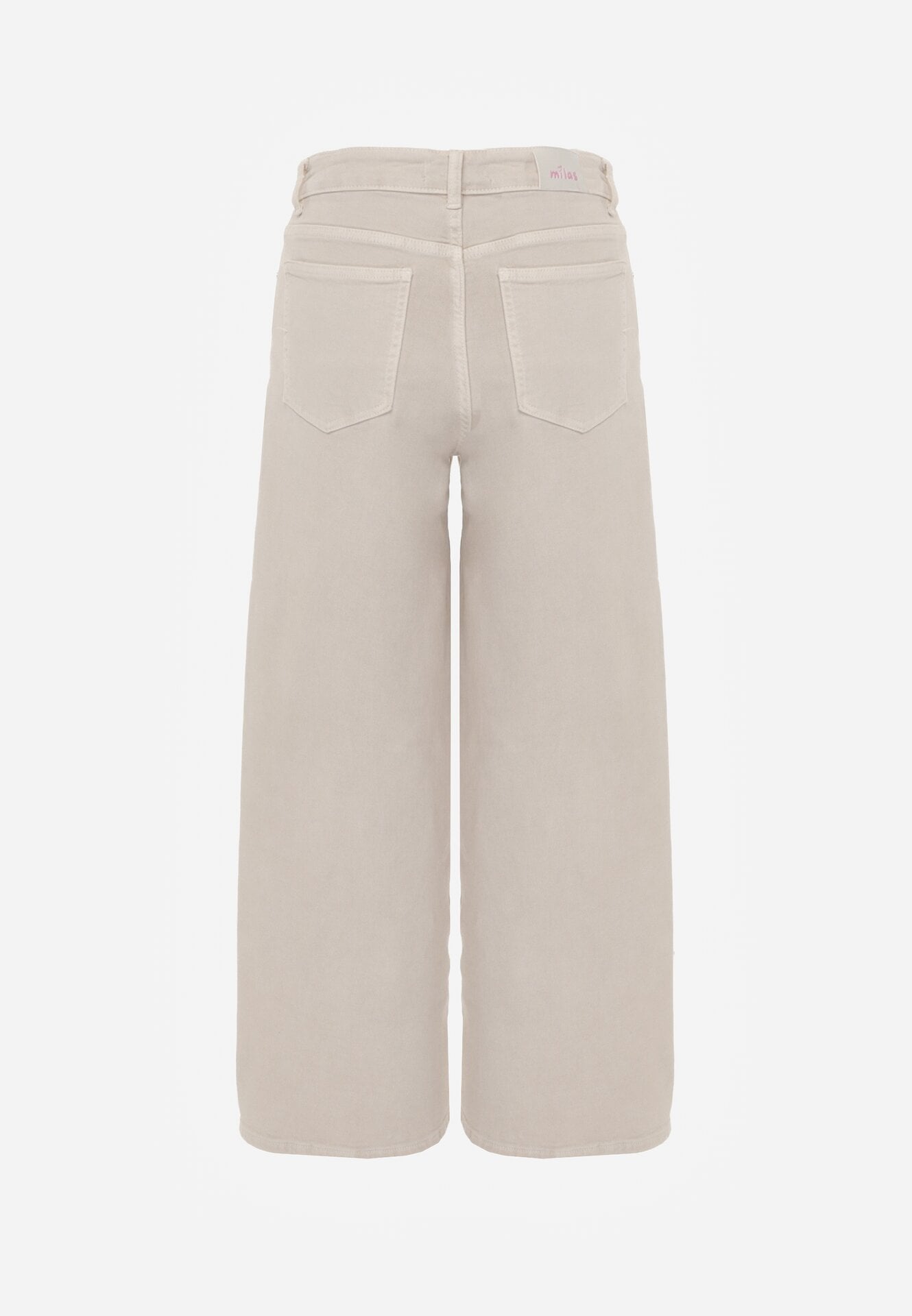 Beżowe Bawełniane Jeansy Szerokie z Wysokim Stanem Wylinnys