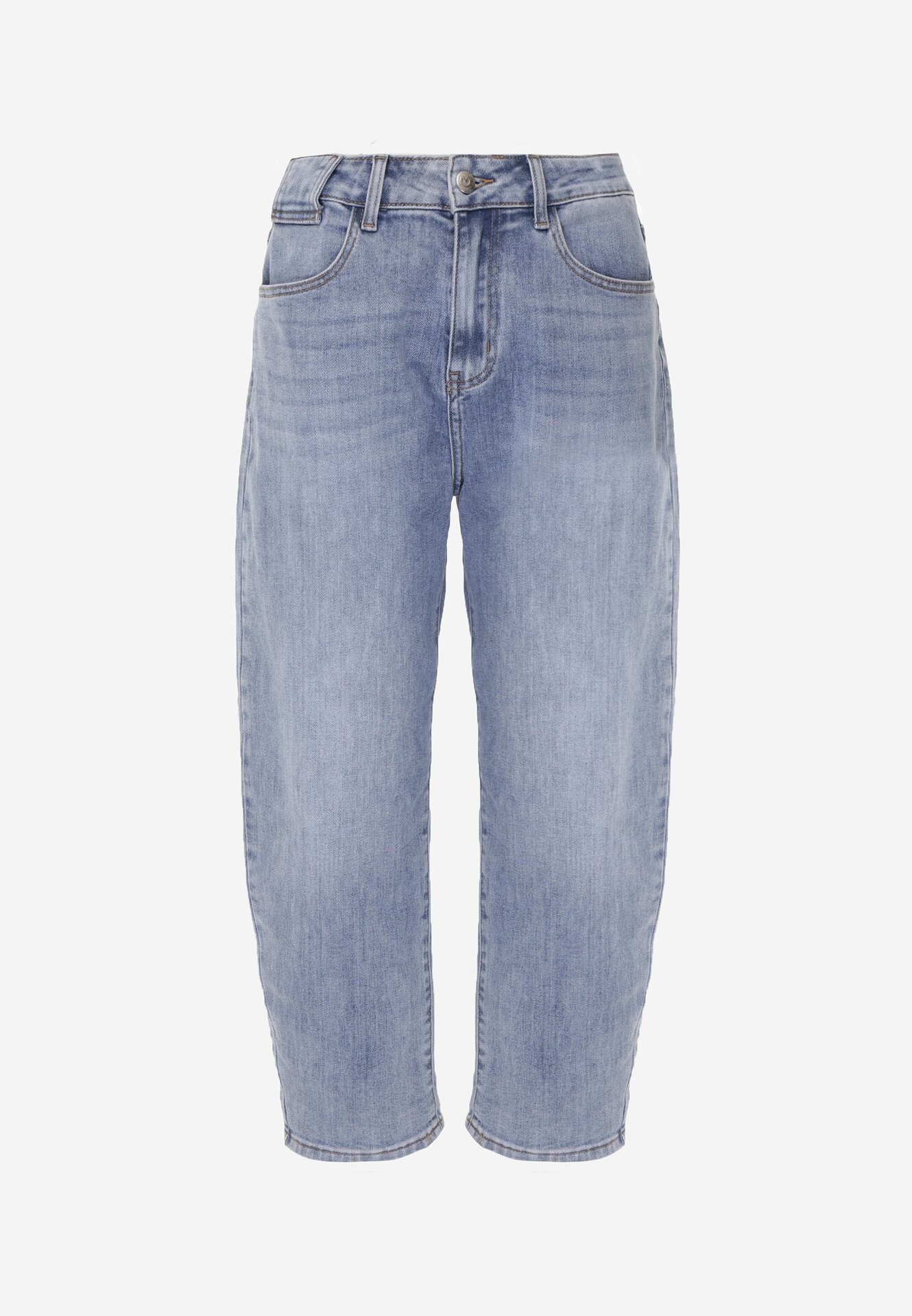 Niebieskie Jeansy o Kroju Mom Fit z Bawełną i Wysokim Stanem Galon