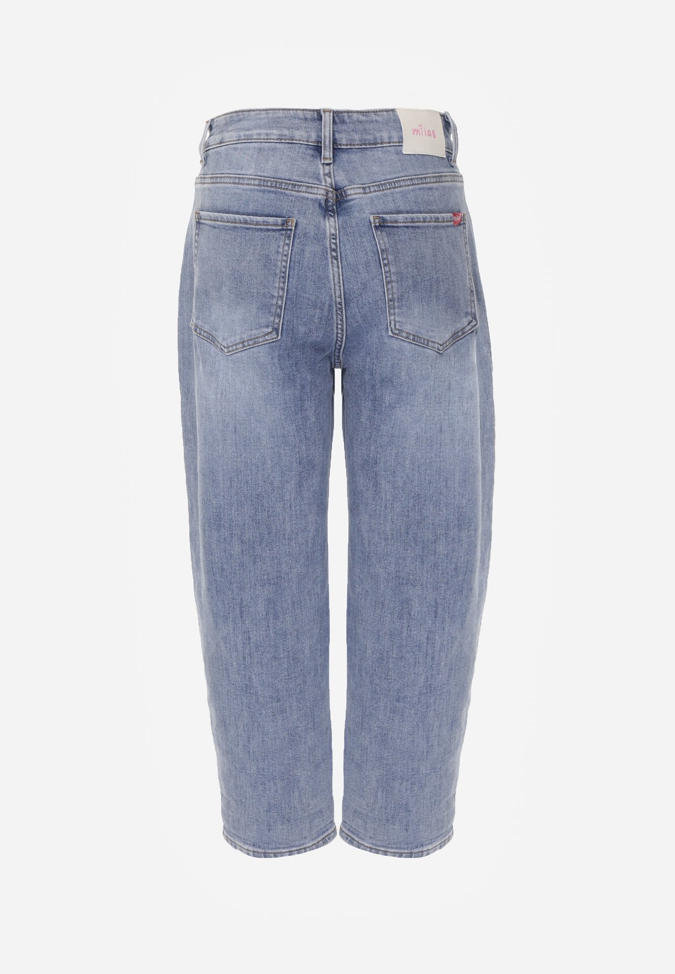 Niebieskie Jeansy o Kroju Mom Fit z Bawełną i Wysokim Stanem Galon