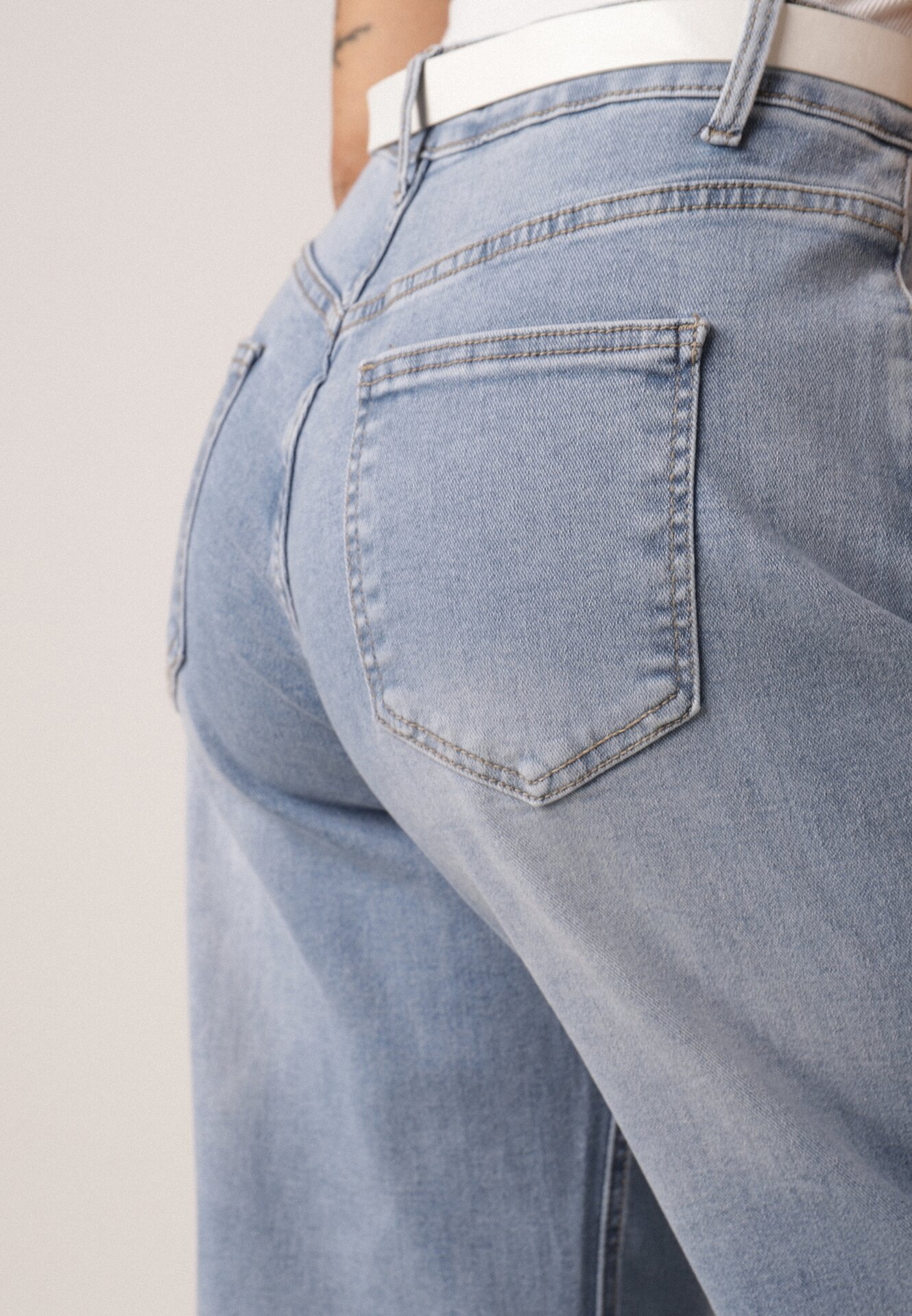 Niebieskie Jeansy z Bawełną o Kroju Balloon z Wysokim Stanem Palosa