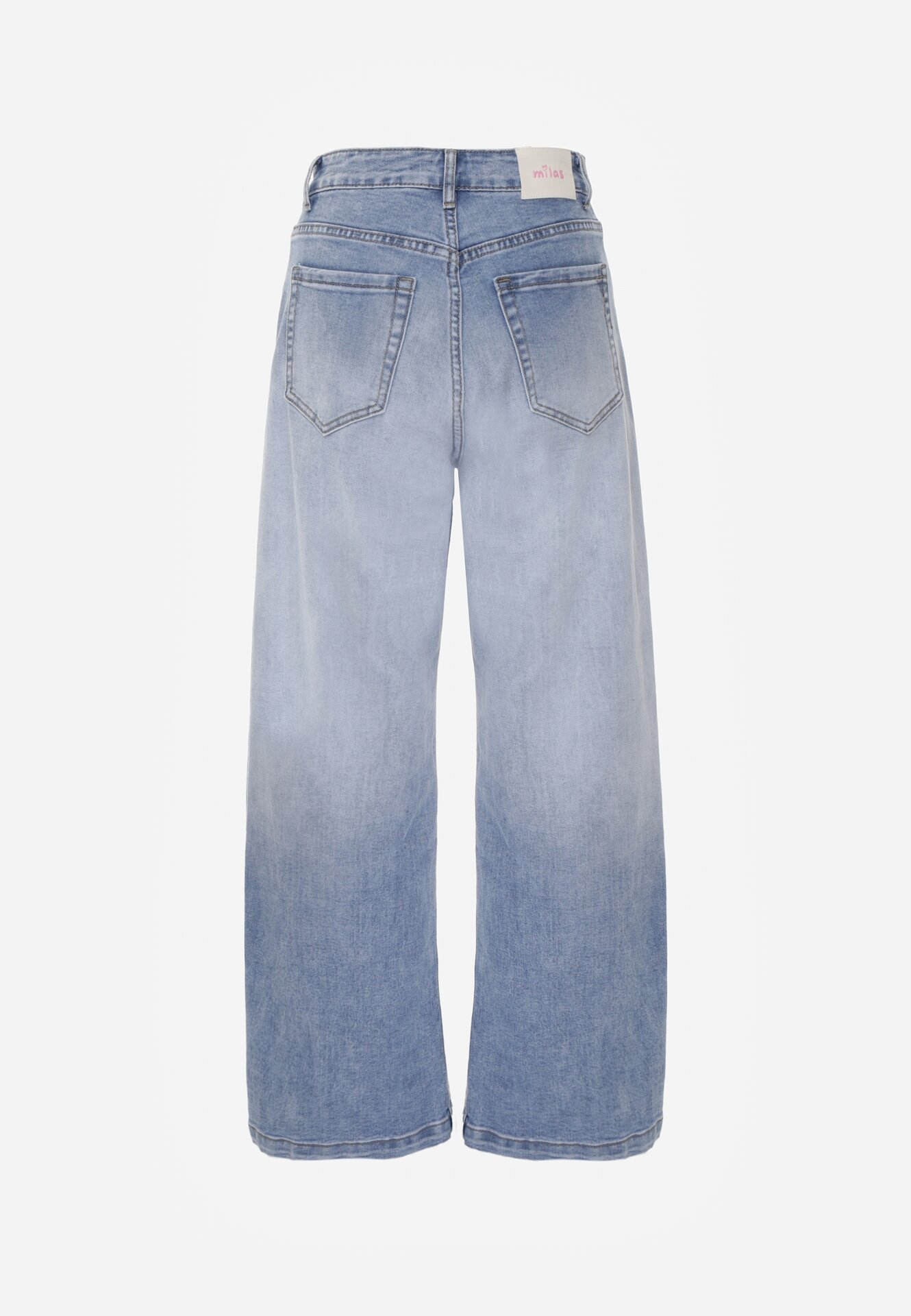 Niebieskie Szerokie Jeansy z Bawełną i Wysokim Stanem z Efektem Gradientu Canine