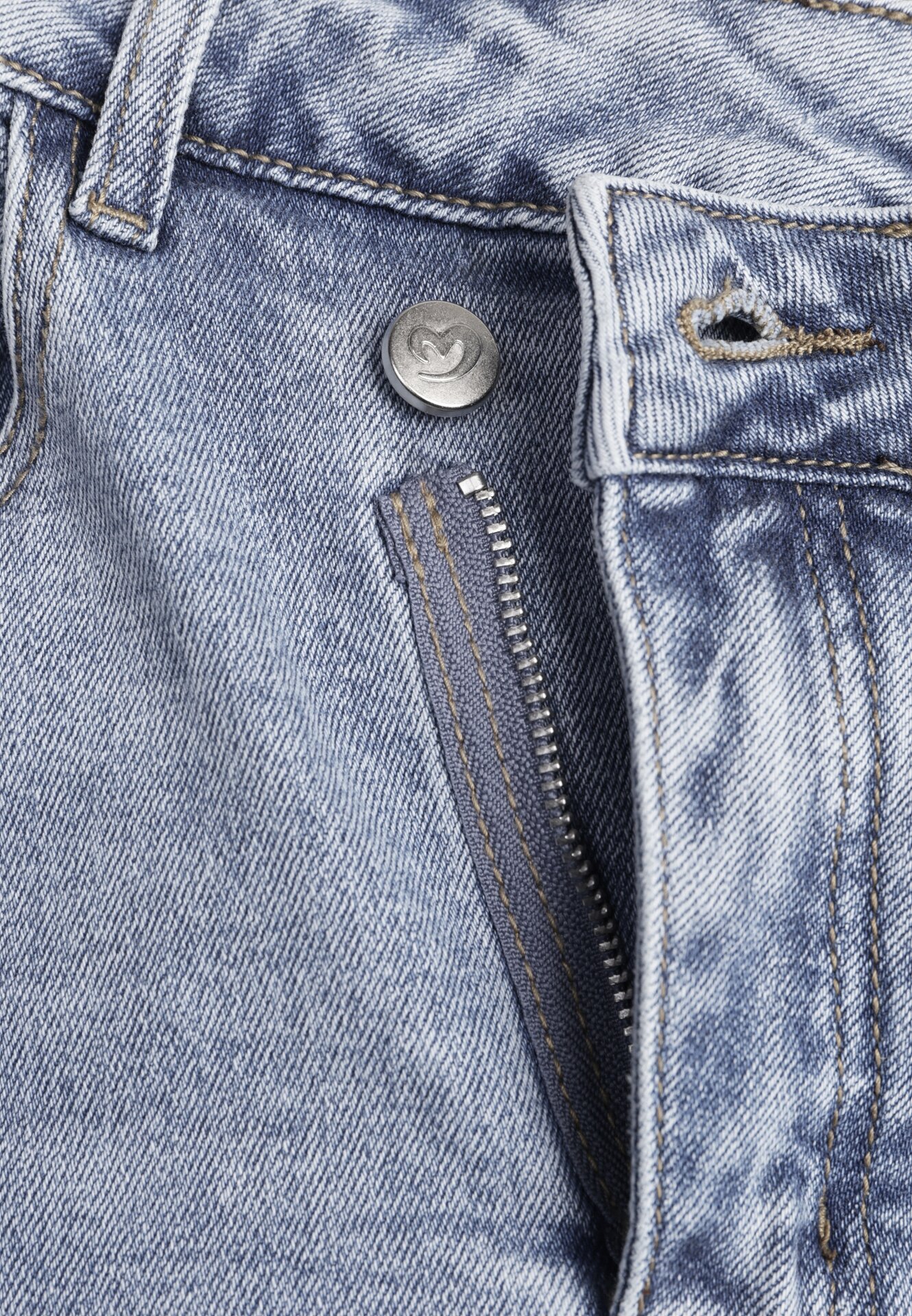 Niebieska Jeansowa Spódnica z Bawełną Wysokim Stanem i Rozcięciem na Nogę  Vikinori