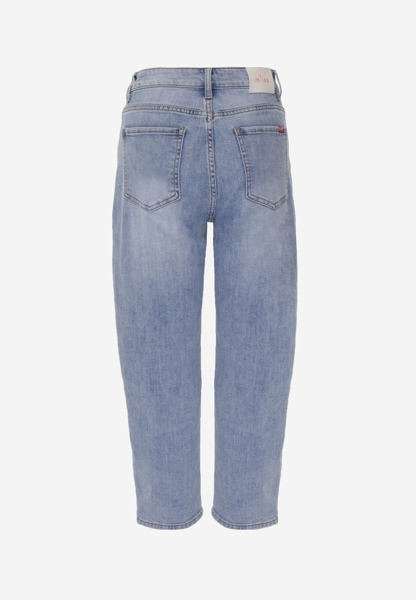 Niebieskie Jeansy Mom Fit z Bawełną Przed Kostkę z Wysokim Stanem Andrele