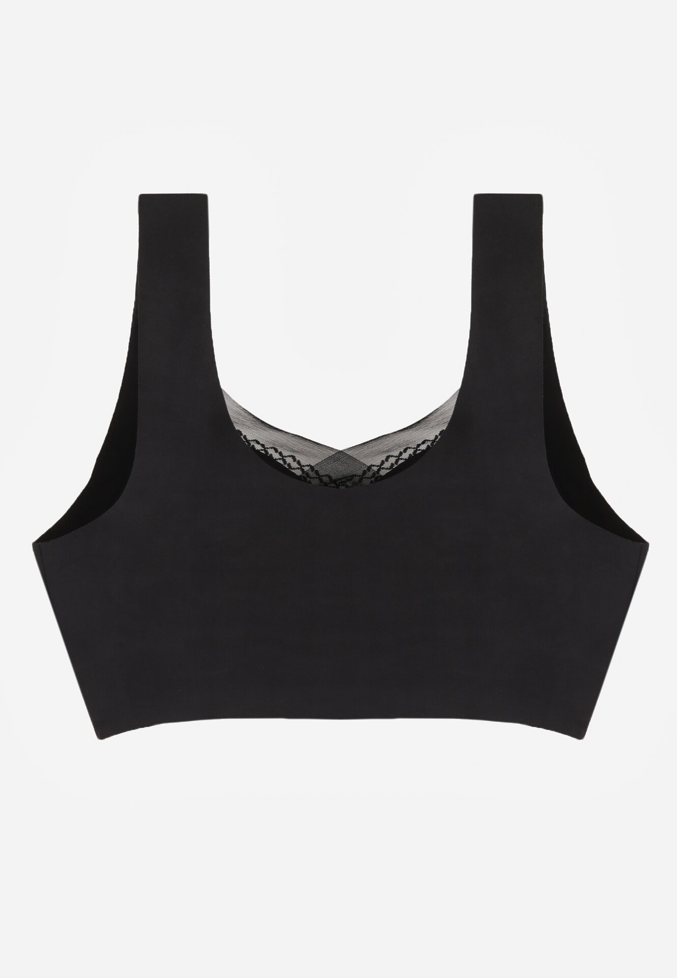 Czarny Biustonosz Sportowy z Siateczką i Usztywnionymi Miseczkami Zerirae