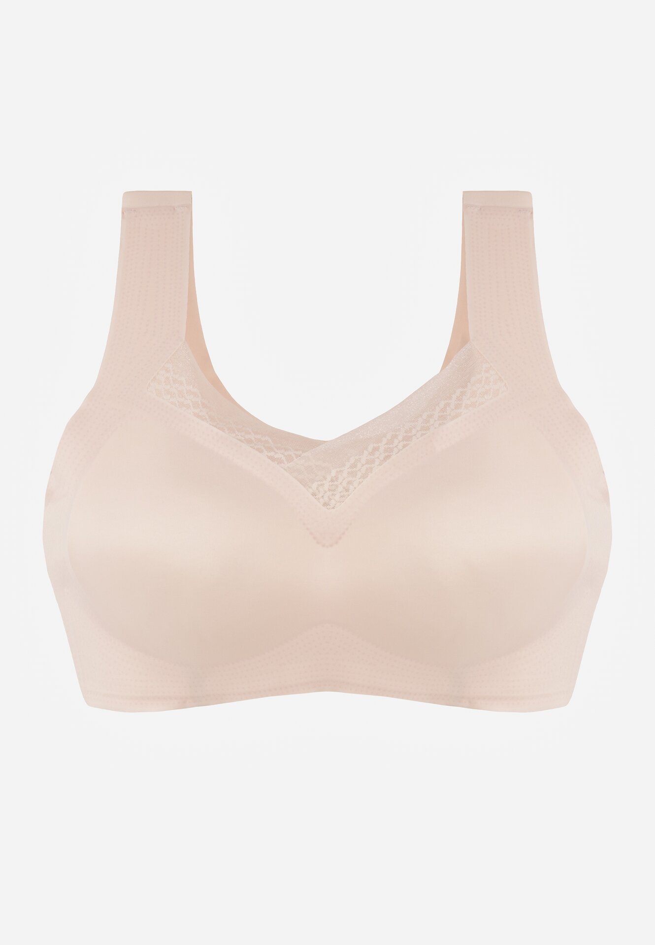 Beżowy Biustonosz Sportowy z Siateczką i Usztywnionymi Miseczkami Zerirae