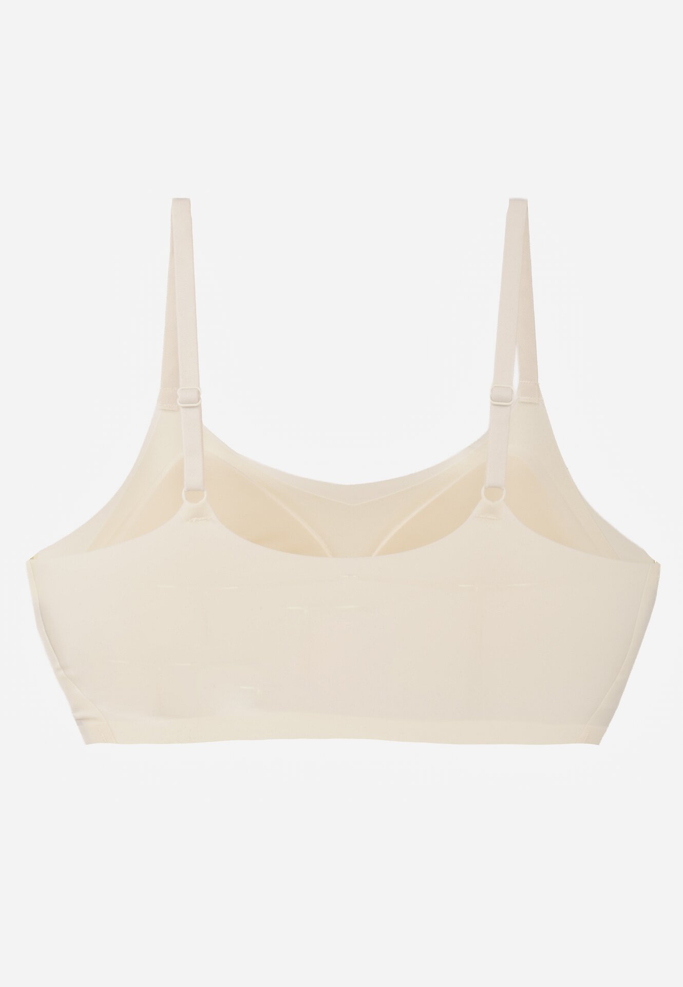 Jasnobeżowy Bezszwowy Biustonosz Bez Fiszbin z Usztywnianymi Miseczkami Leavessa