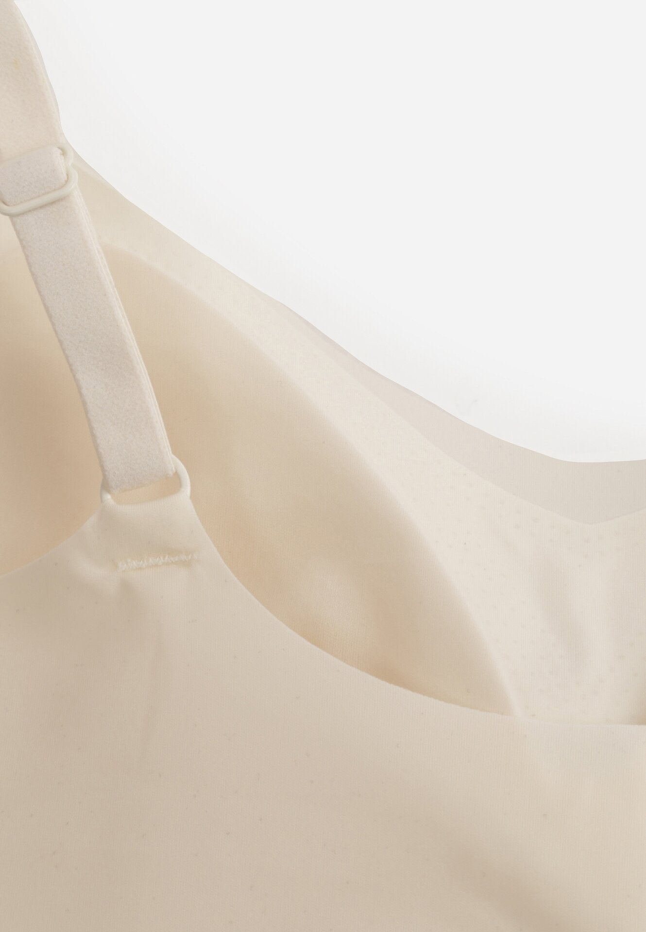 Jasnobeżowy Bezszwowy Biustonosz Bez Fiszbin z Usztywnianymi Miseczkami Leavessa