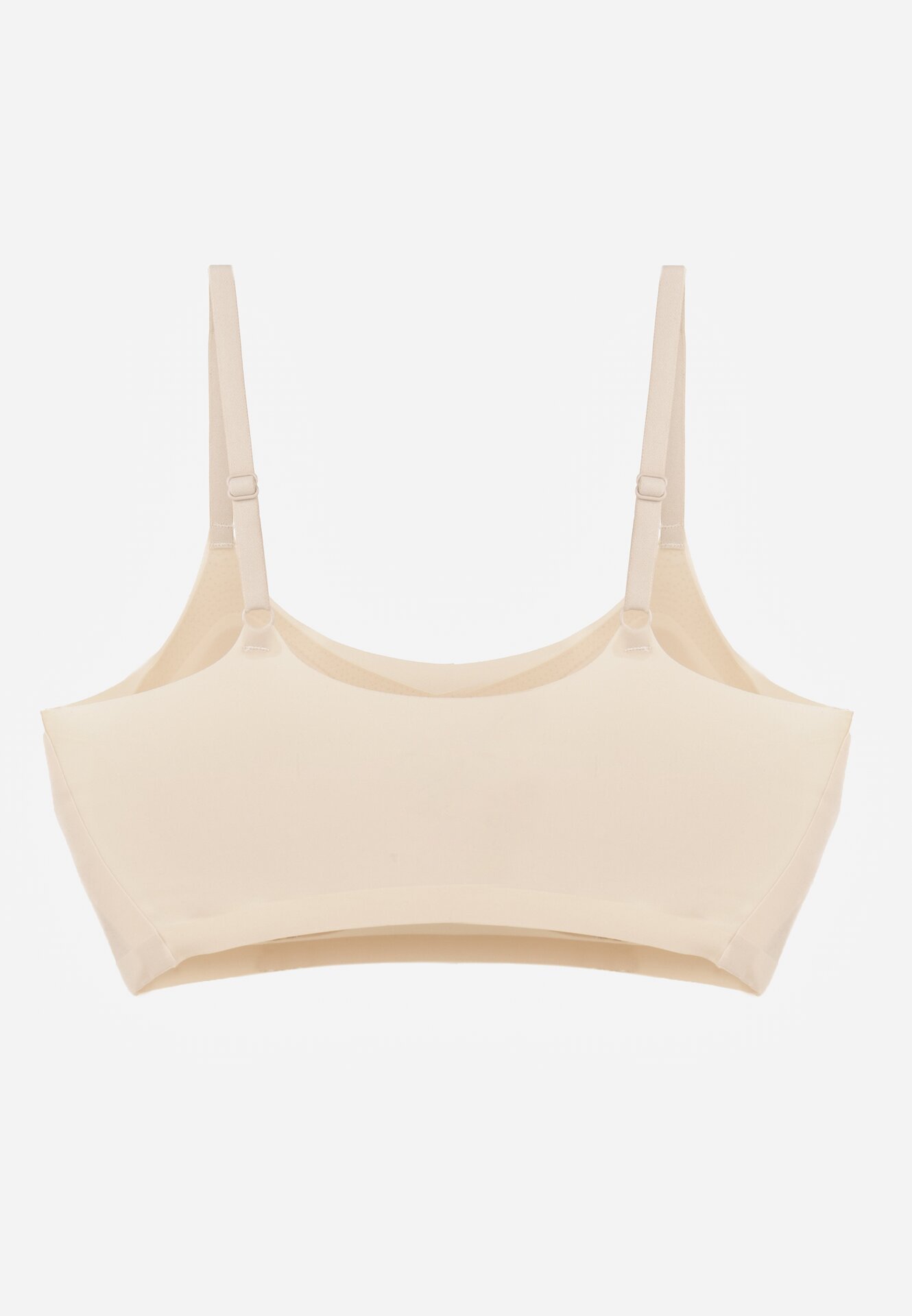 Beżowy Bezszwowy Biustonosz Bez Fiszbin z Usztywnianymi Miseczkami Leavessa