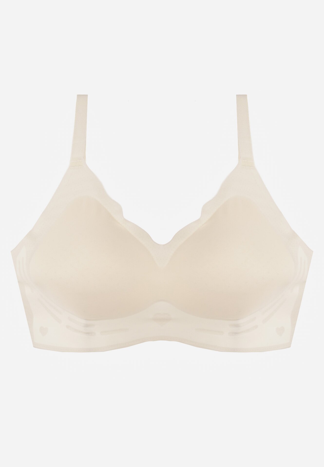 Jasnobeżowy Usztywniany Biustonosz Bezszwowy Bez Fiszbin Pretiona