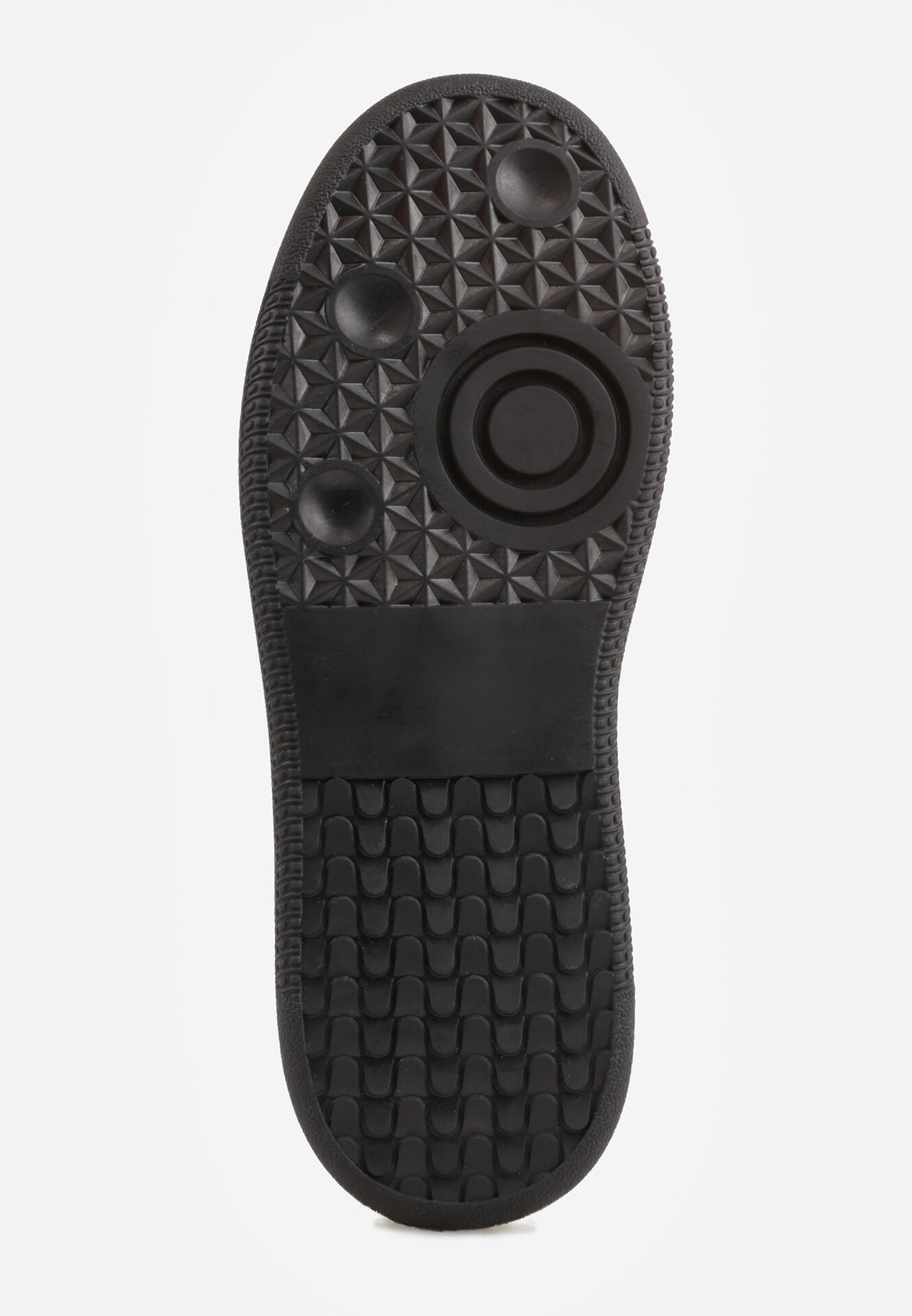 Czarne Skórzane Sneakersy na Kauczukowej Podeszwie z Geometrycznym Motywem Shytyse