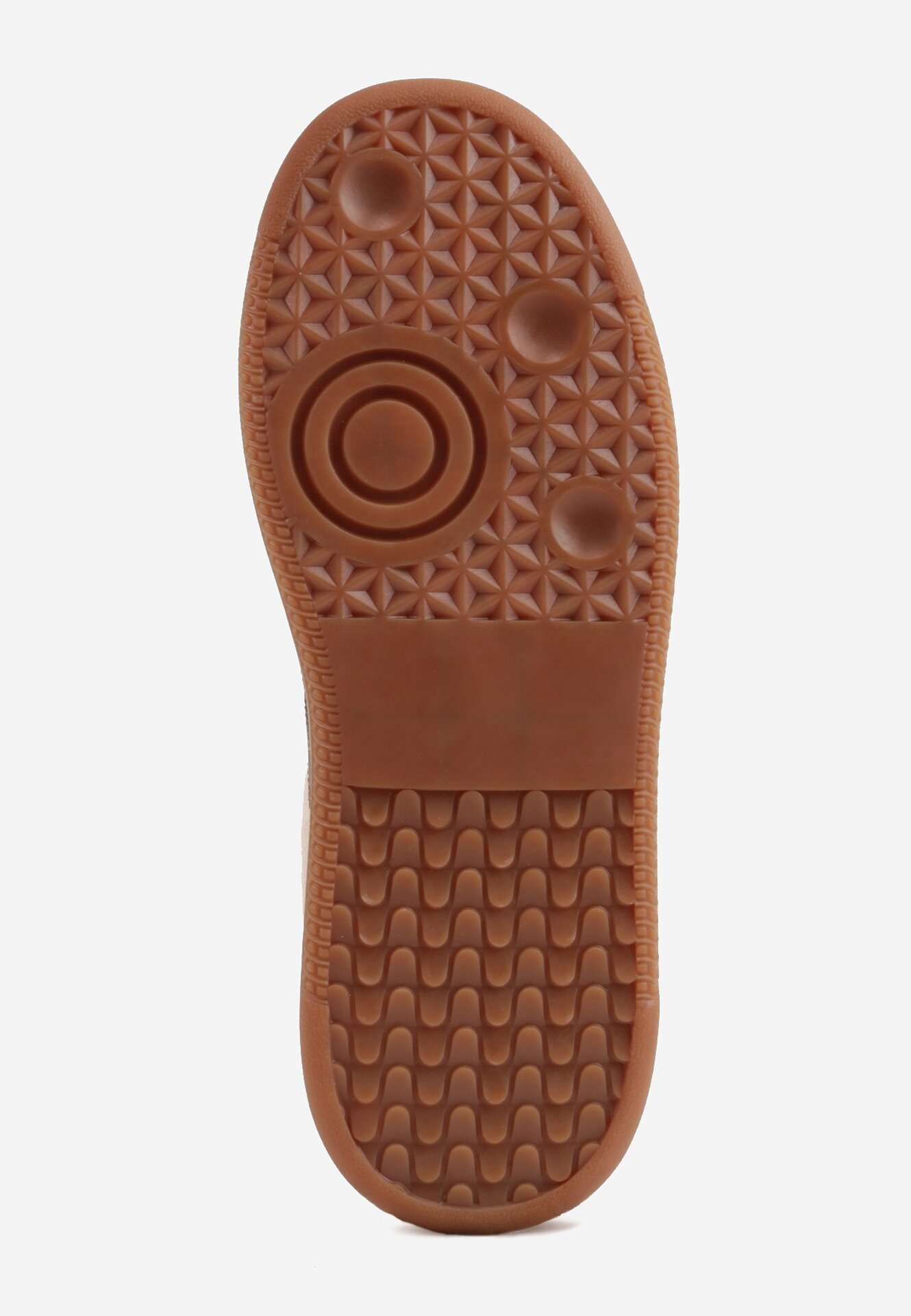 Beżowe Skórzane Sneakersy na Kauczukowej Podeszwie z Geometrycznym Motywem Shytyse